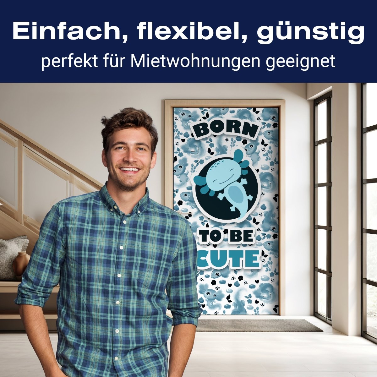 Türtapete süße blaue Axolotl M1525 - Bild 3 Türtapete süße blaue Axolotl M1525 - Bild 3