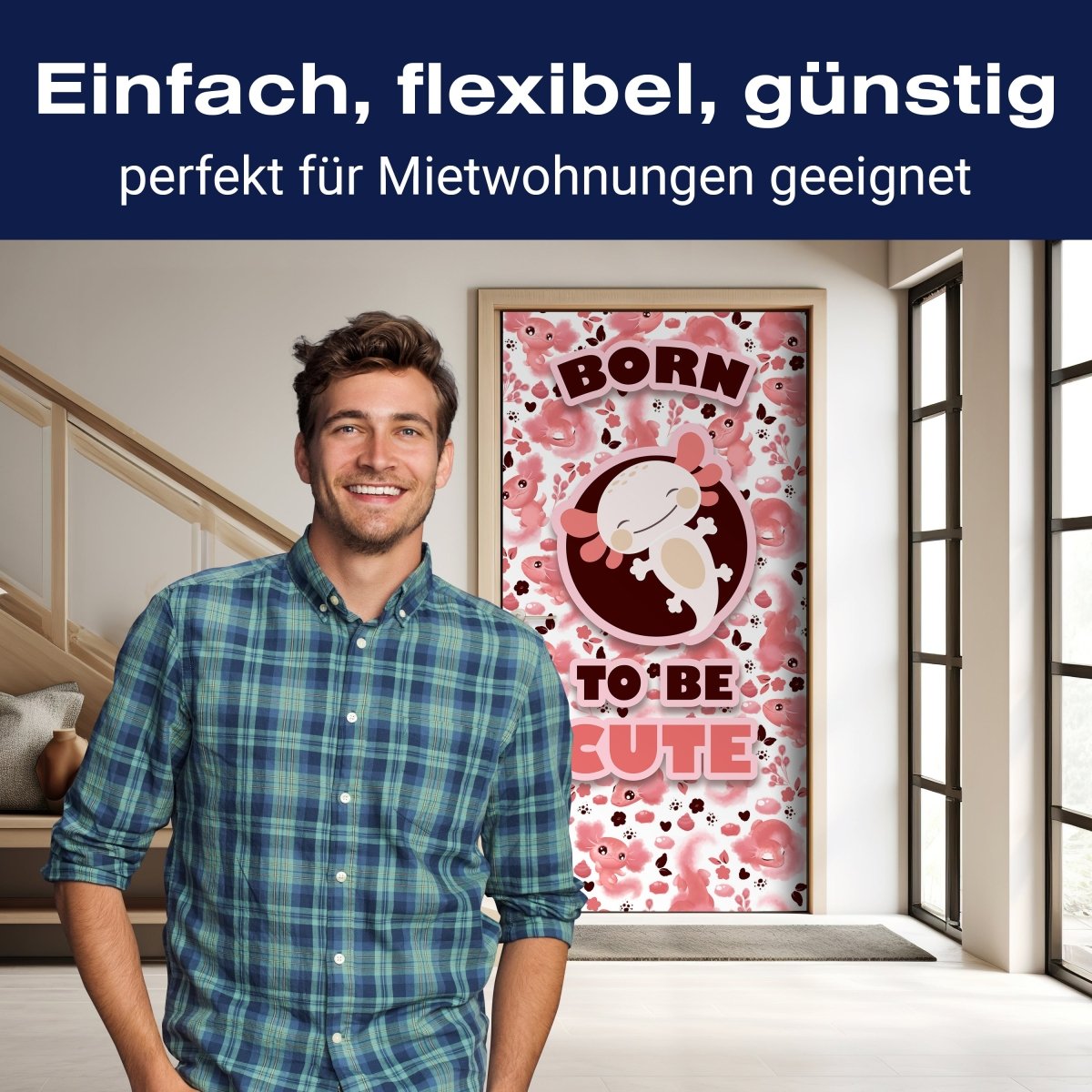 Türtapete süße rosa Axolotl M1526 - Bild 3 Türtapete süße rosa Axolotl M1526 - Bild 3