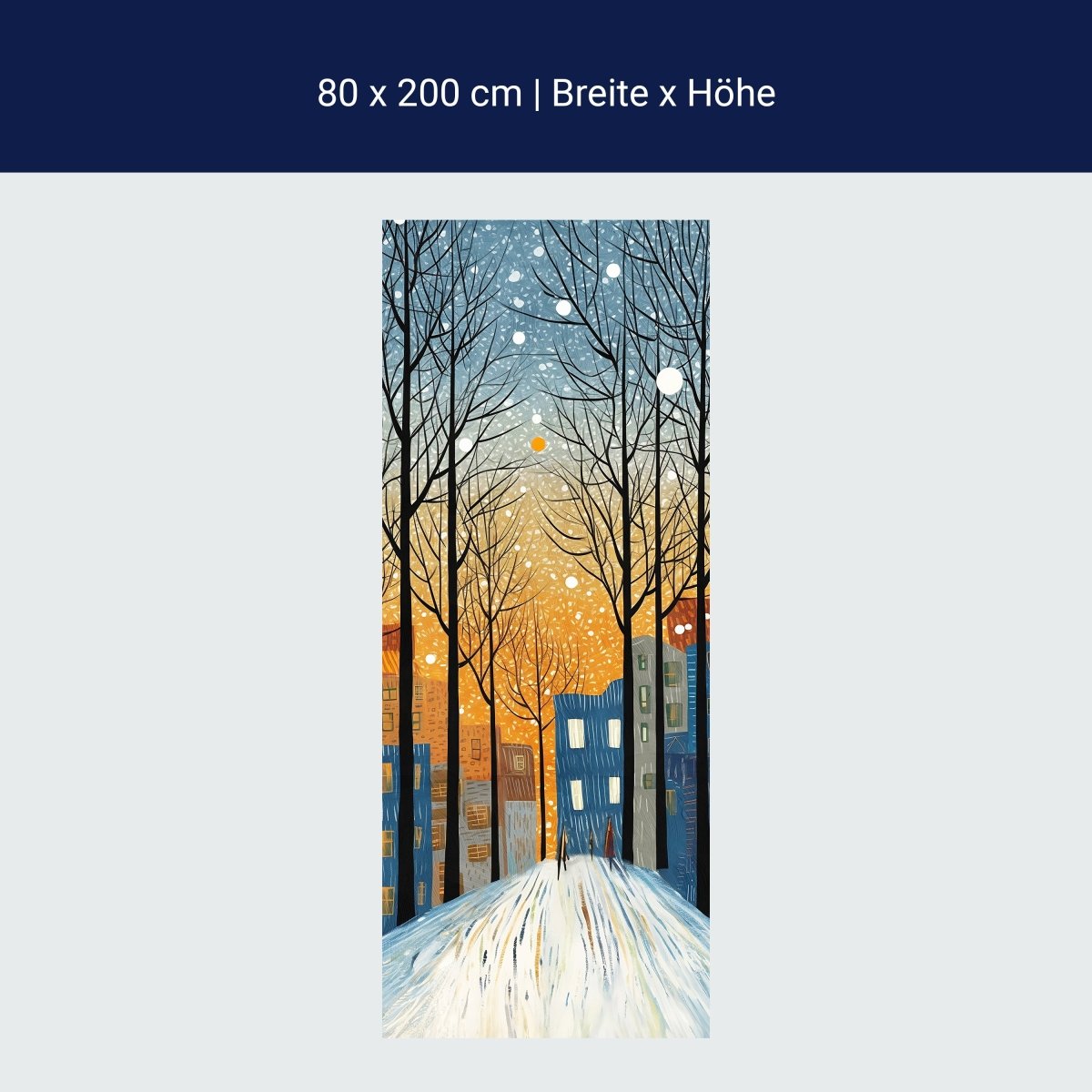 Türtapete verschneite Straße, Malerei M1527 Türtapete verschneite Straße, Malerei M1527