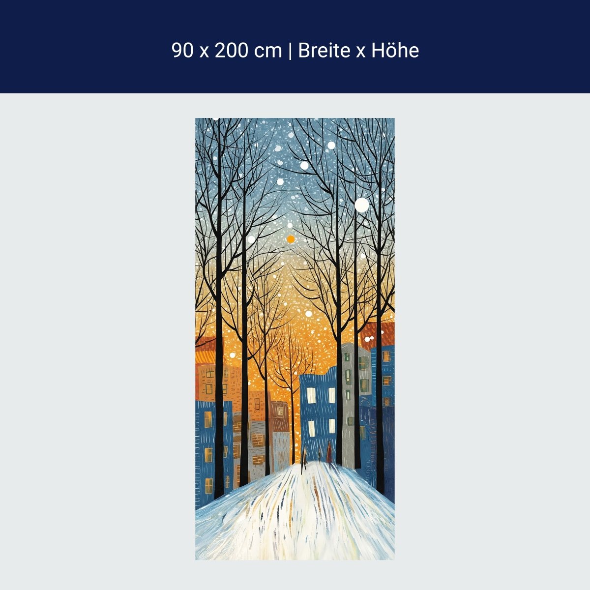 Türtapete verschneite Straße, Malerei M1527 Türtapete verschneite Straße, Malerei M1527