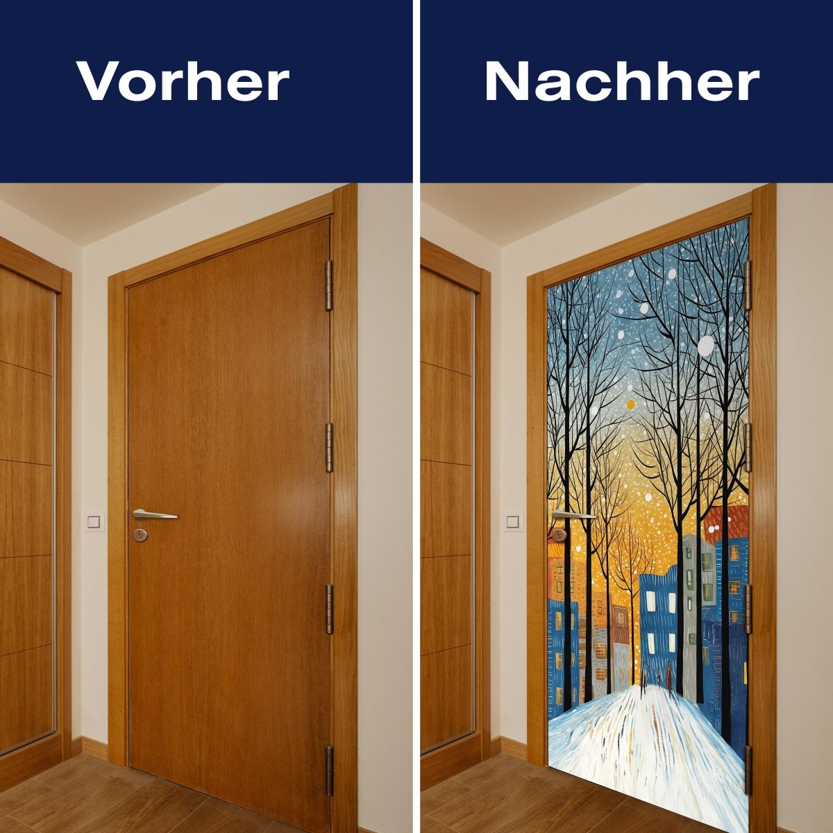 Türtapete verschneite Straße, Malerei M1527 - Bild 10 Türtapete verschneite Straße, Malerei M1527 - Bild 10