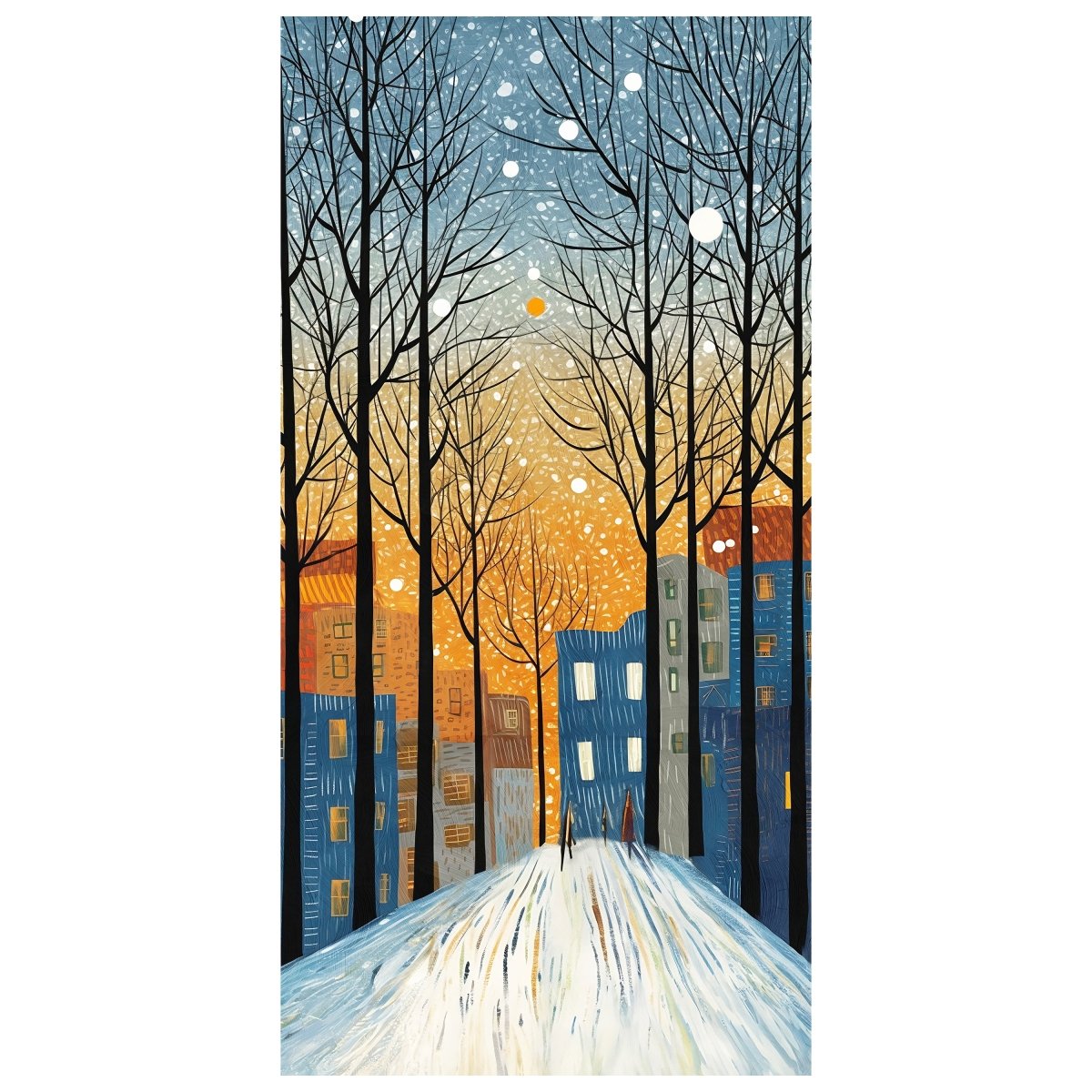 Türtapete verschneite Straße, Malerei M1527 - Bild 2 Türtapete verschneite Straße, Malerei M1527 - Bild 2