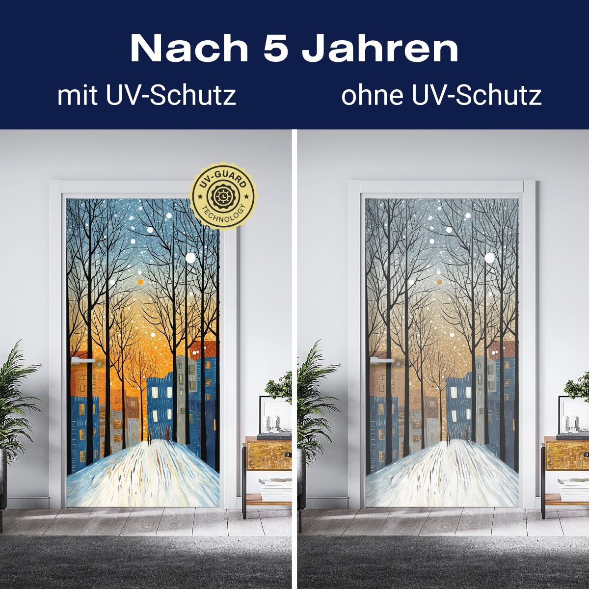 Türtapete verschneite Straße, Malerei M1527 - Bild 4 Türtapete verschneite Straße, Malerei M1527 - Bild 4