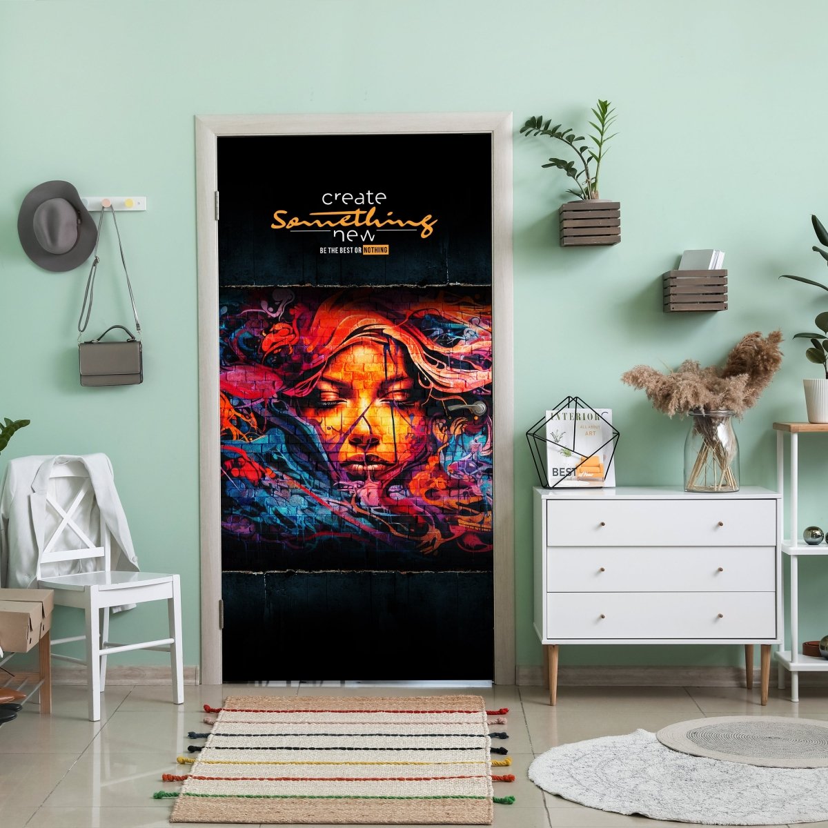 Türtapete Gesicht, Frau, Beton M1530 - Bild 1 Türtapete Gesicht, Frau, Beton M1530 - Bild 1