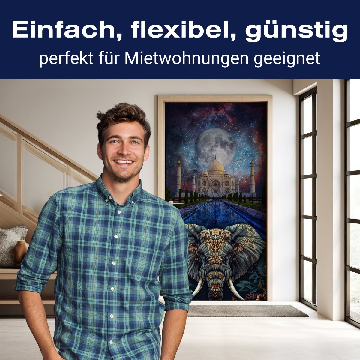 Türtapete Elefant, Taj Mahal, blau M1532 - Bild 3 Türtapete Elefant, Taj Mahal, blau M1532 - Bild 3