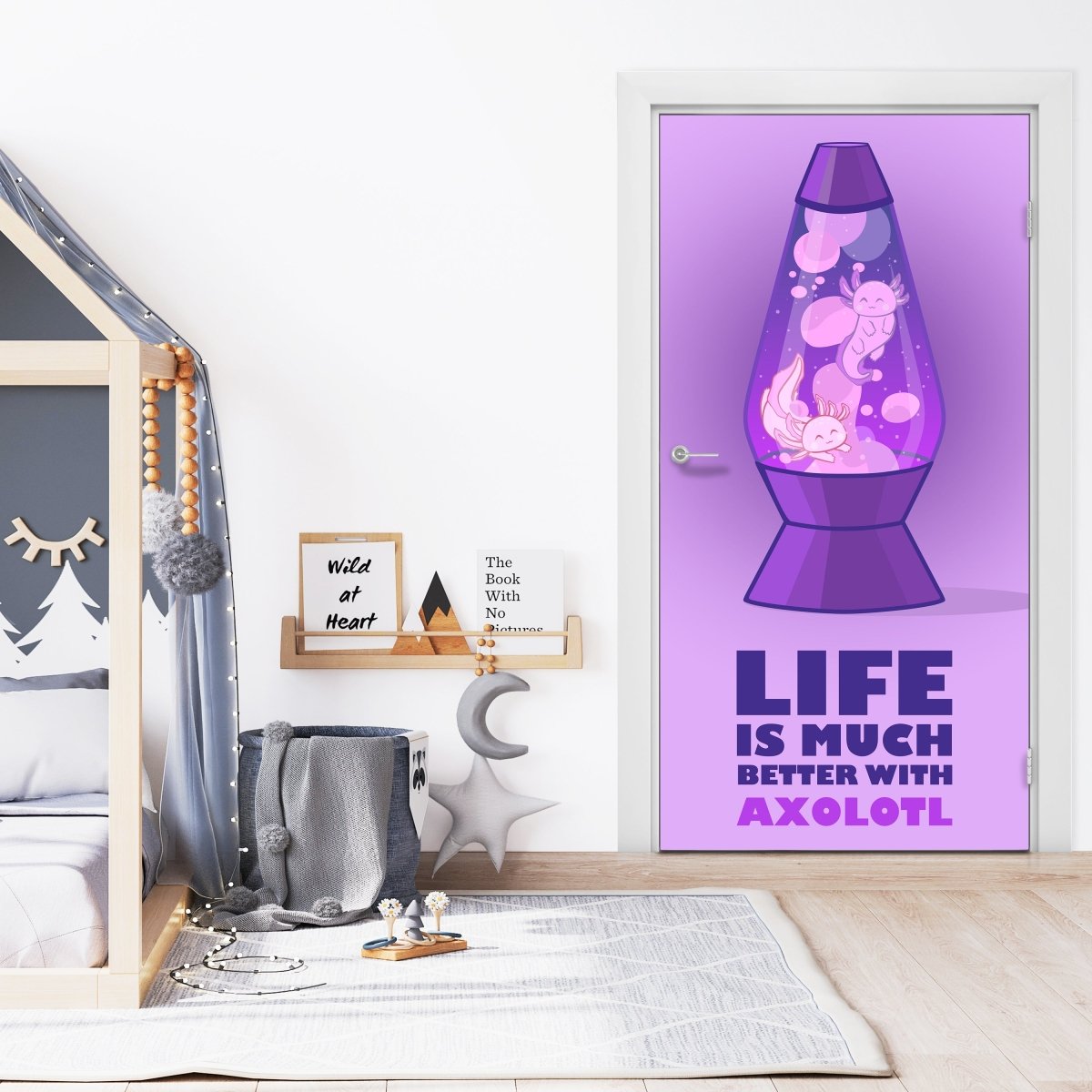 Türtapete Axolotl in Lavalampe, violett M1535 - Bild 1 Türtapete Axolotl in Lavalampe, violett M1535 - Bild 1