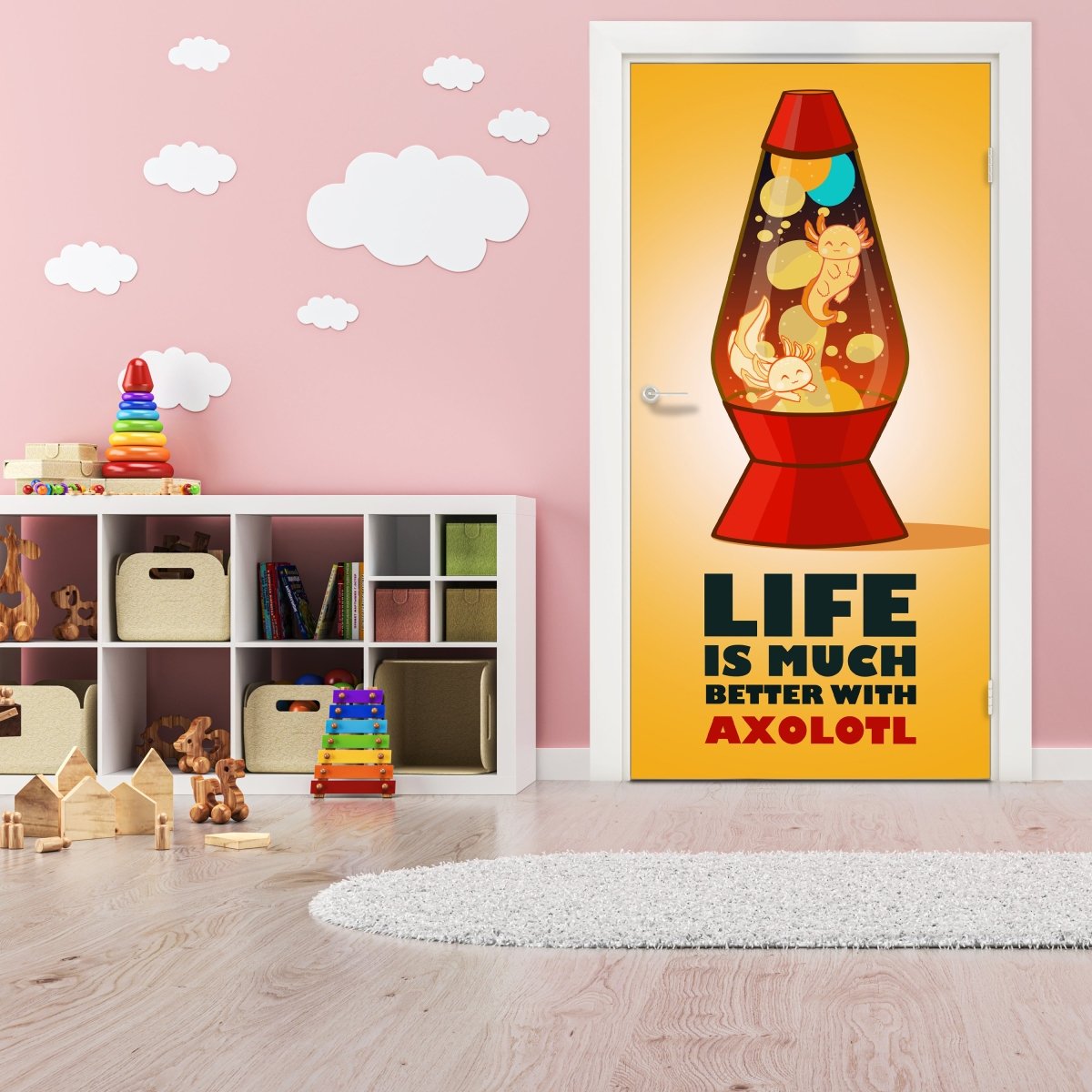 Türtapete Axolotl in Lavalampe, rot M1536 - Bild 1 Türtapete Axolotl in Lavalampe, rot M1536 - Bild 1