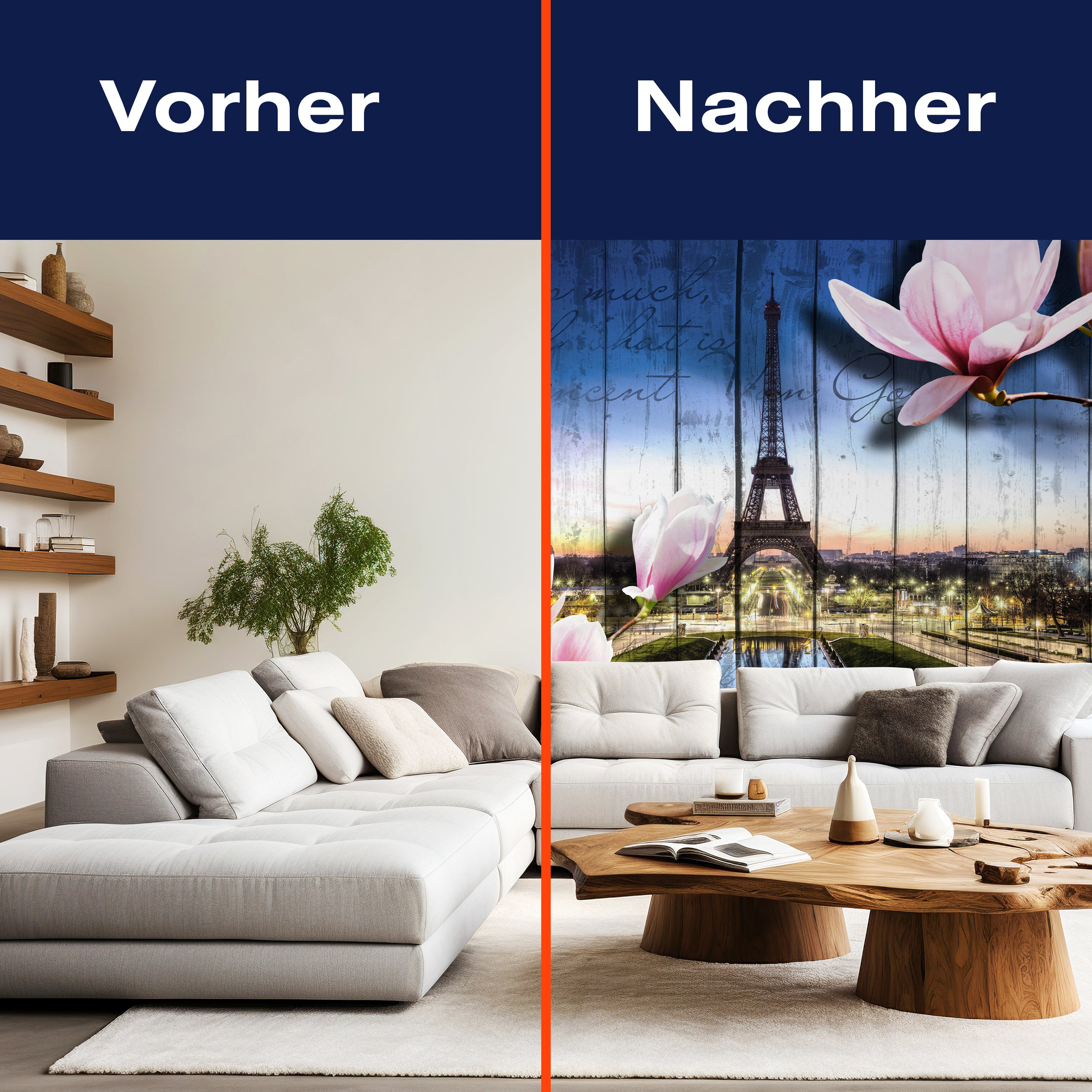 Fototapete Holz Blüten Paris Blau M1583 - Bild 9 Fototapete Holz Blüten Paris Blau M1583 - Bild 9