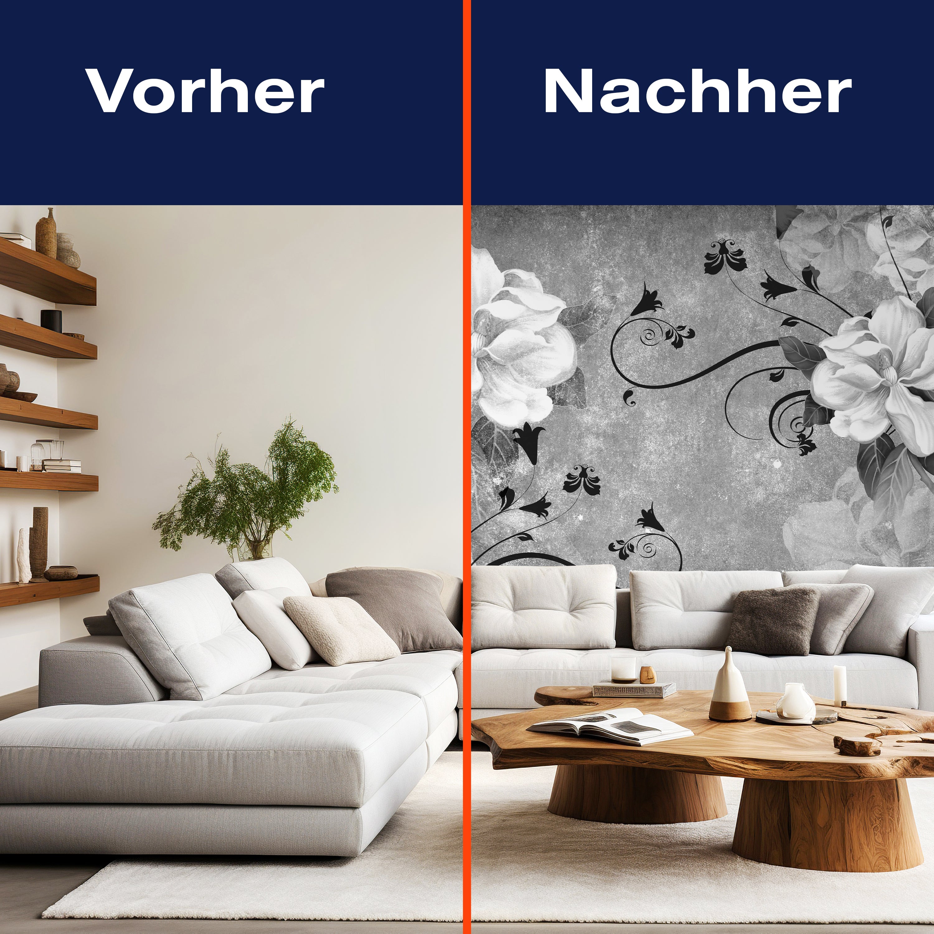 Fototapete Blüten Beton Ornament Grau M1642 - Bild 9 Fototapete Blüten Beton Ornament Grau M1642 - Bild 9