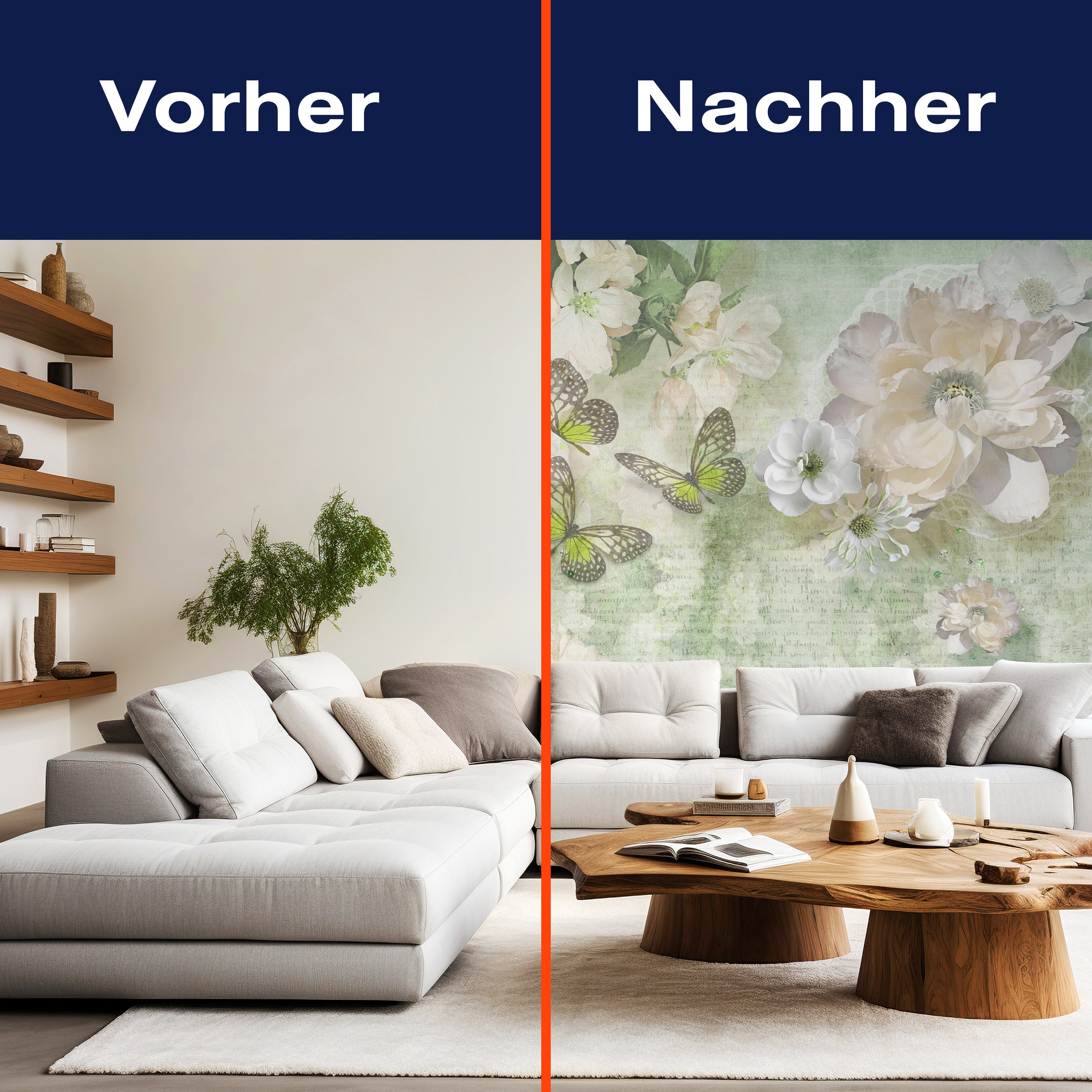 Fototapete Blumen Schmetterlinge hell grün M1754 - Bild 9 Fototapete Blumen Schmetterlinge hell grün M1754 - Bild 9