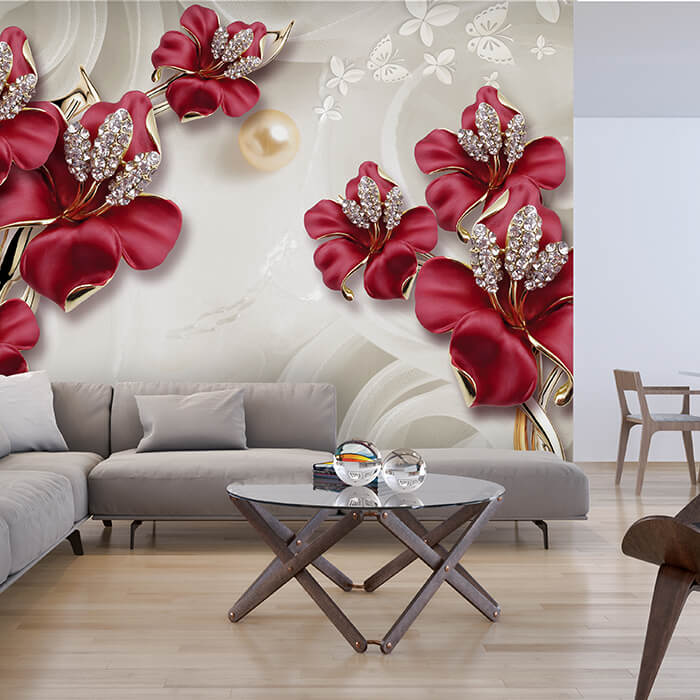 Fototapete Blumen Gold M1822 - Bild 1 Fototapete Blumen Gold M1822 - Bild 1