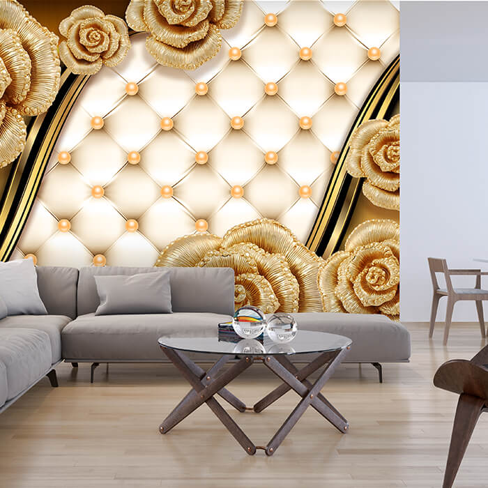 Fototapete Blumen Gold M1824 - Bild 1 Fototapete Blumen Gold M1824 - Bild 1