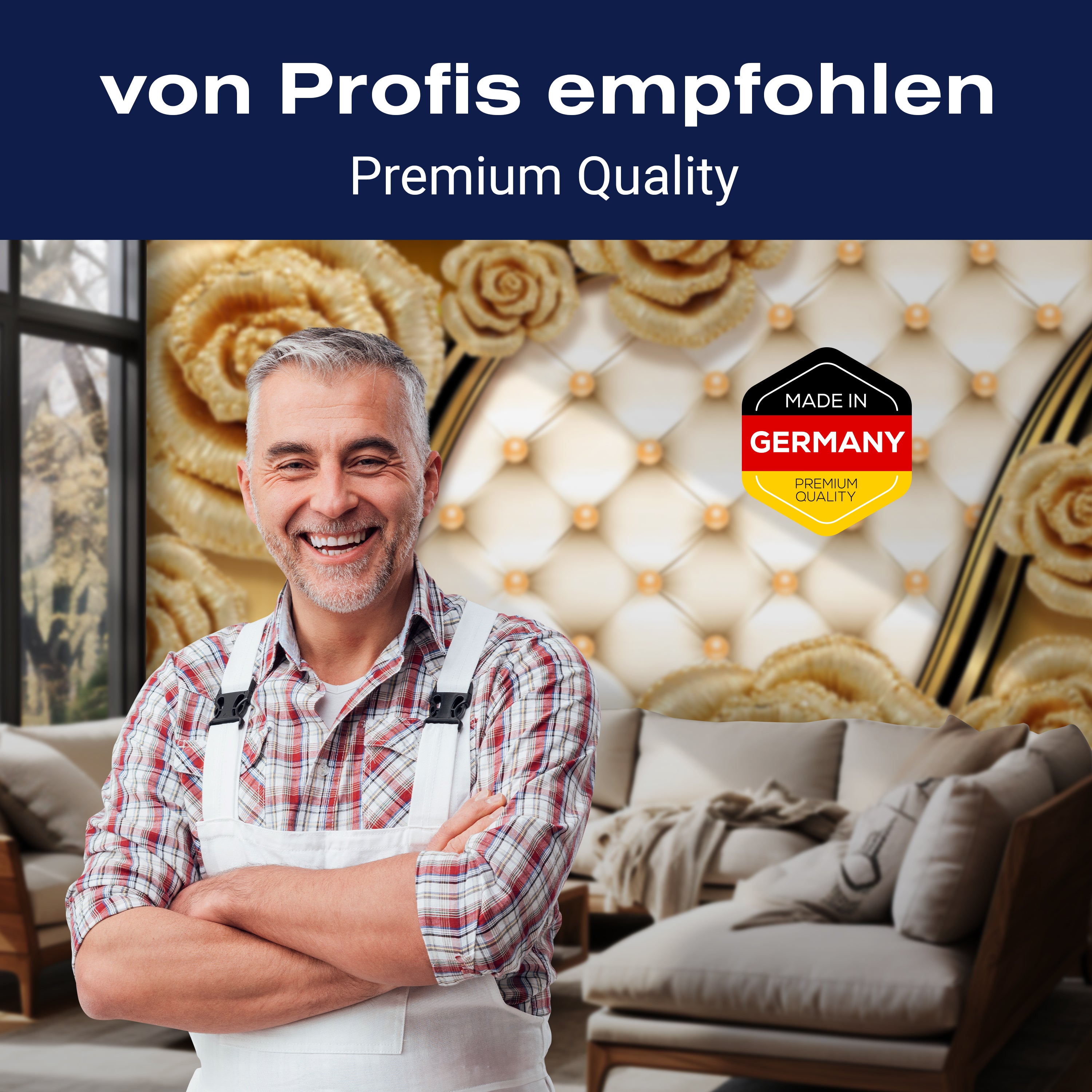 Fototapete Blumen Gold M1824 - Bild 5 Fototapete Blumen Gold M1824 - Bild 5