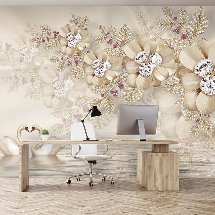 Fototapete Blumen Gold M1827 - Bild 1 Fototapete Blumen Gold M1827 - Bild 1