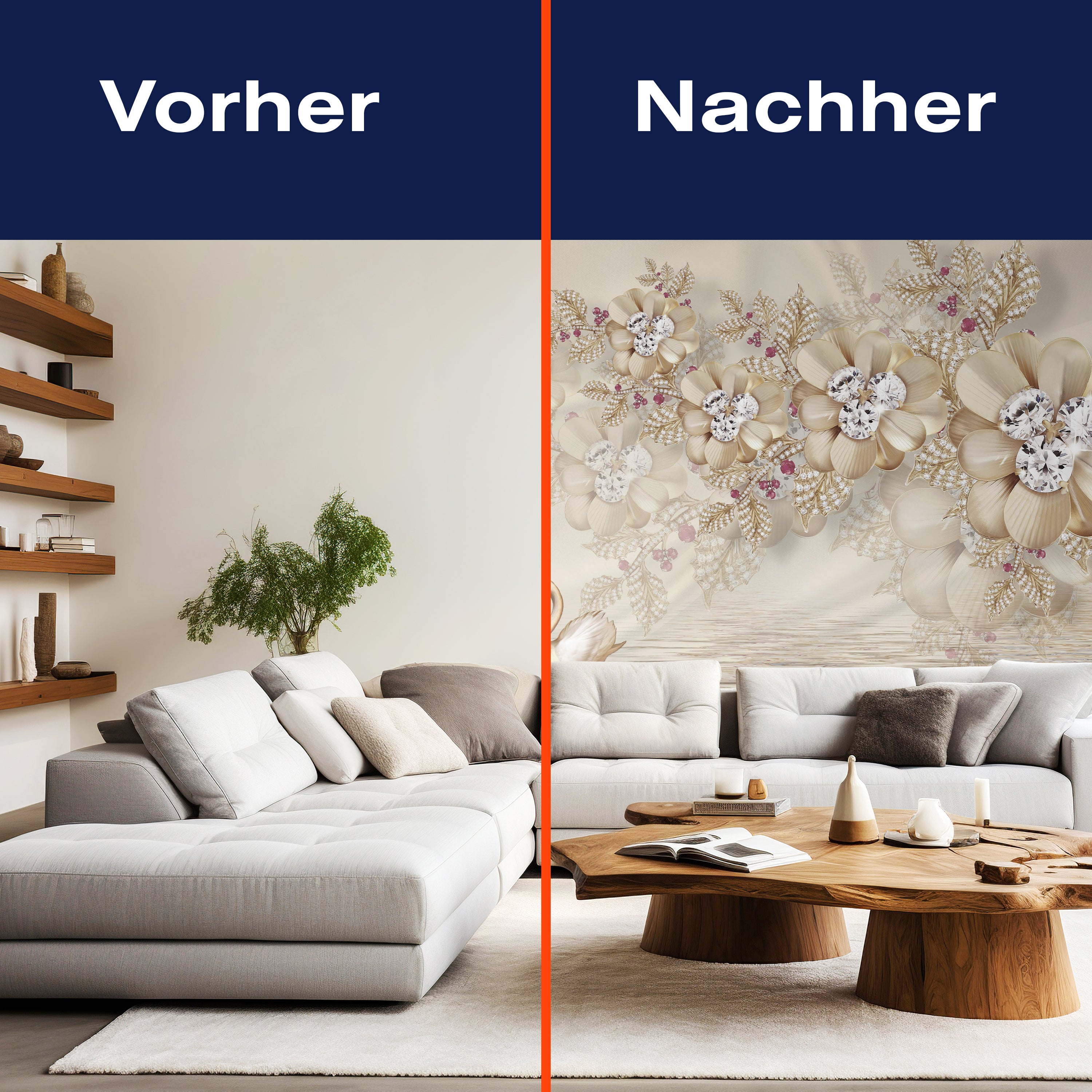 Fototapete Blumen Gold M1827 - Bild 9 Fototapete Blumen Gold M1827 - Bild 9