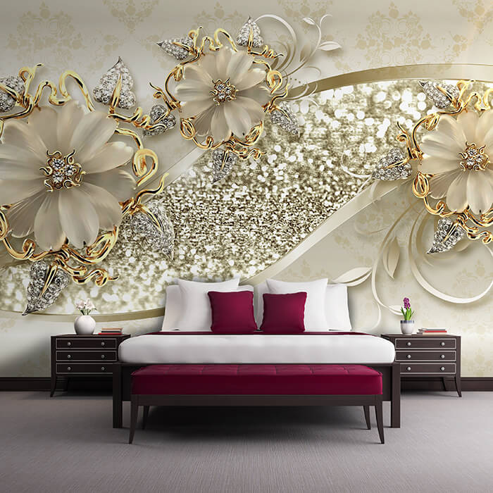 Fototapete Goldene Blüten M1858 - Bild 1 Fototapete Goldene Blüten M1858 - Bild 1