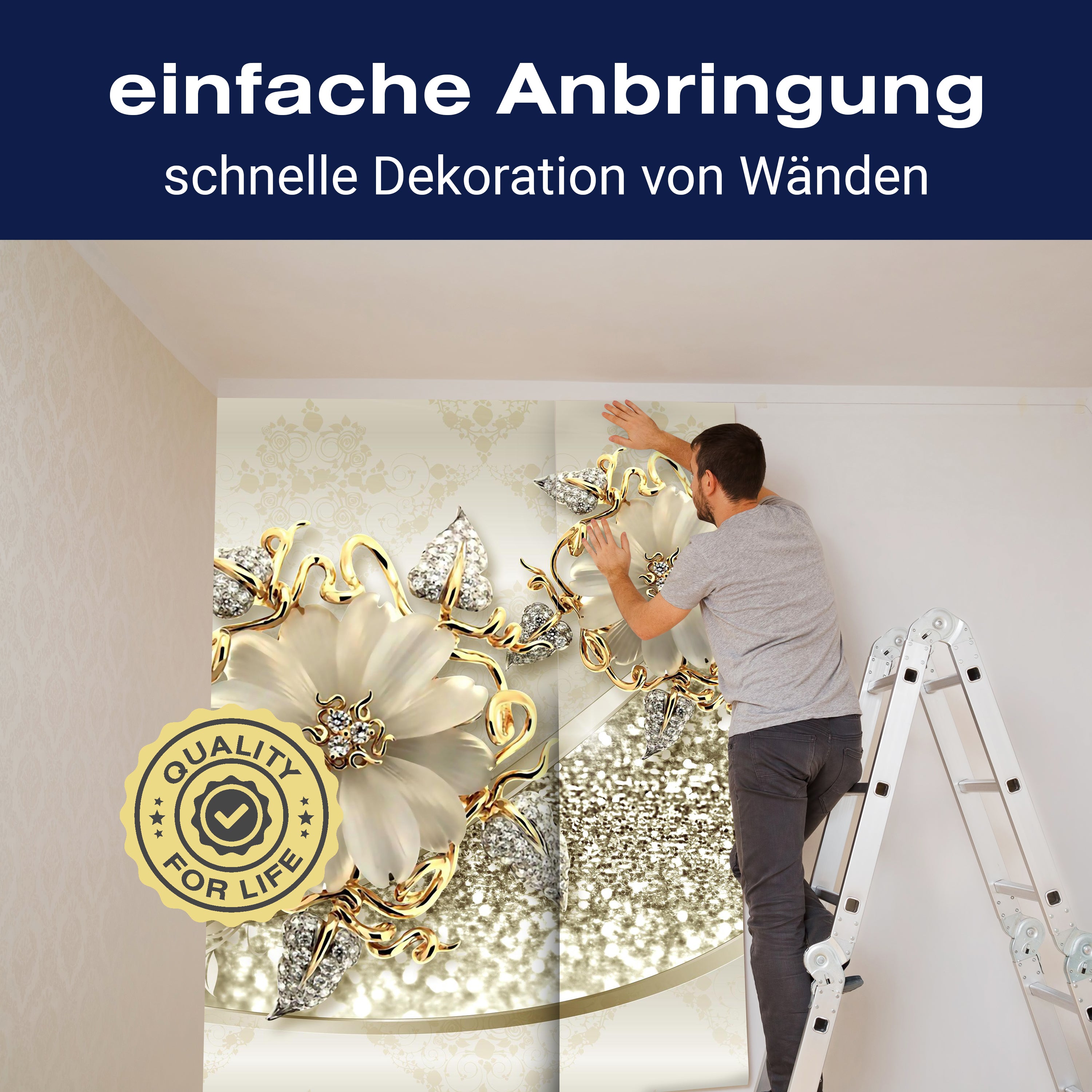 Fototapete Goldene Blüten M1858 - Bild 3 Fototapete Goldene Blüten M1858 - Bild 3