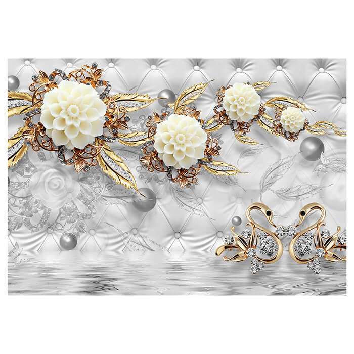 Fototapete Blumen Gold Diamanten Luxuriös Grau M1973 - Bild 2 Fototapete Blumen Gold Diamanten Luxuriös Grau M1973 - Bild 2