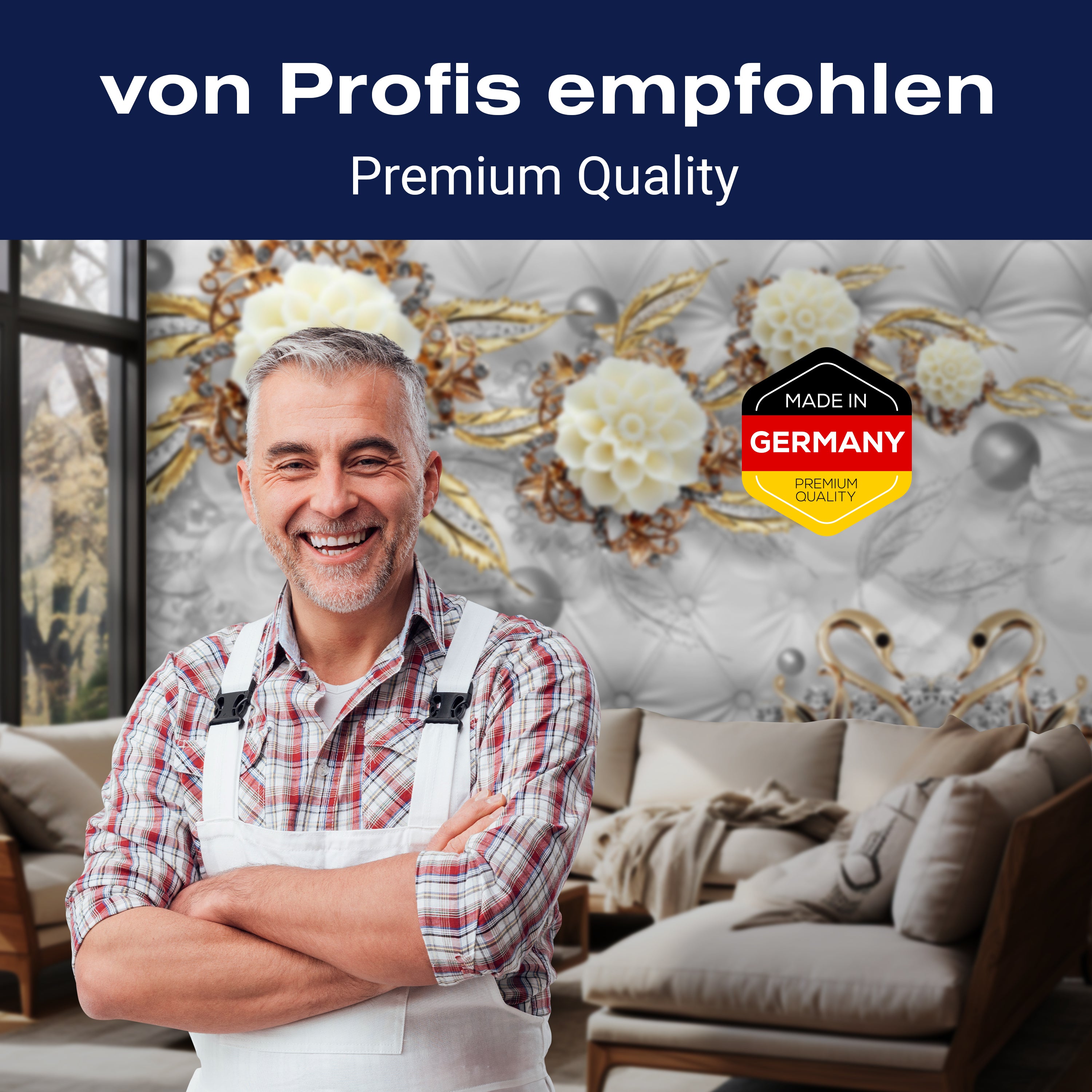 Fototapete Blumen Gold Diamanten Luxuriös Grau M1973 - Bild 5 Fototapete Blumen Gold Diamanten Luxuriös Grau M1973 - Bild 5