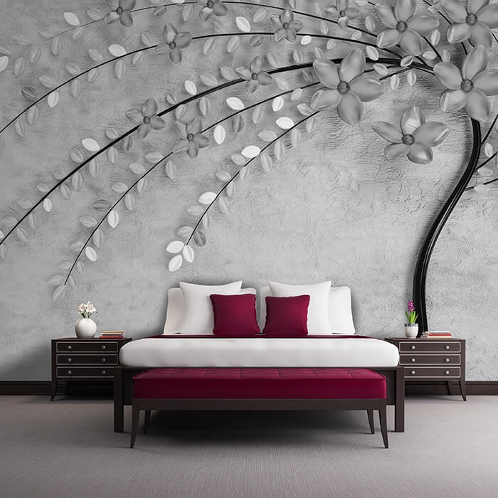 Fototapete Blumenbaum grau M2015 - Bild 1 Fototapete Blumenbaum grau M2015 - Bild 1