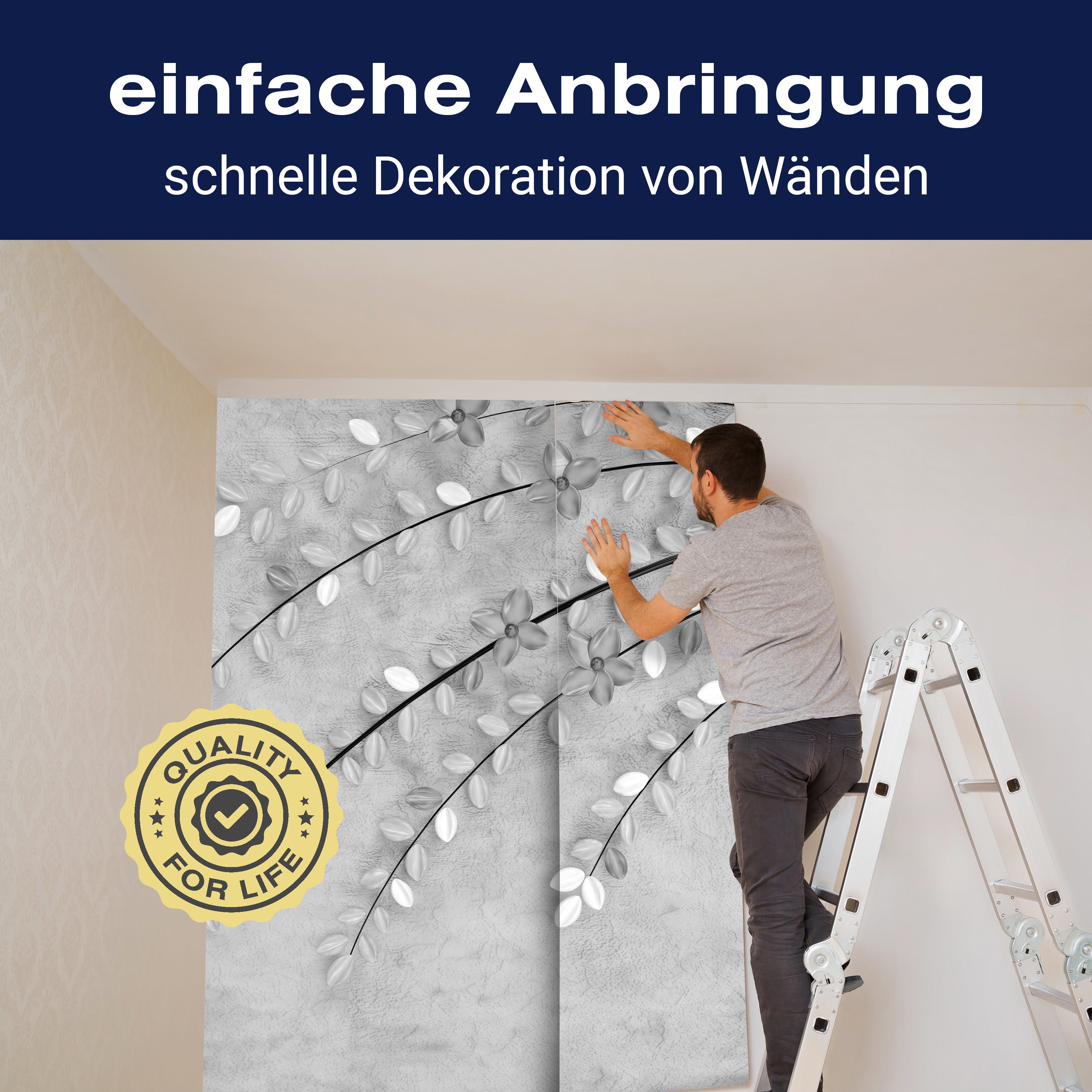 Fototapete Blumenbaum grau M2015 - Bild 3 Fototapete Blumenbaum grau M2015 - Bild 3