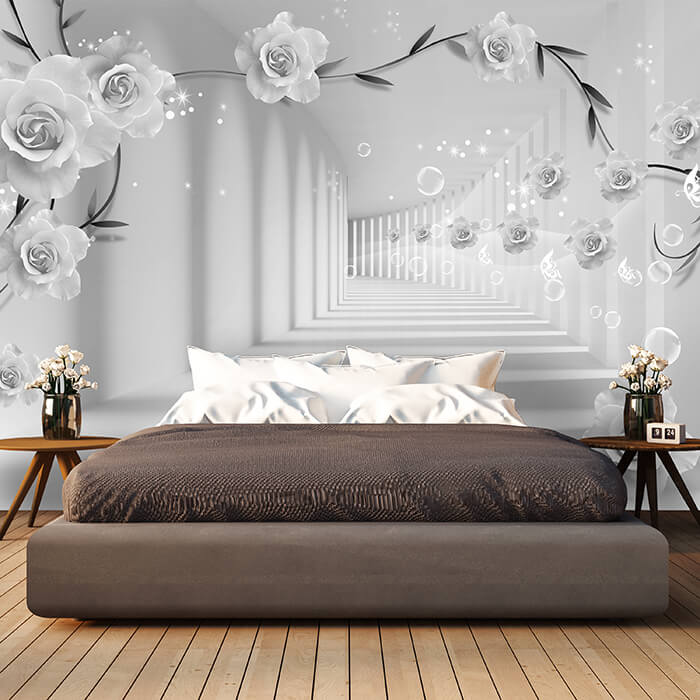 Fototapete grau Blumen M3570 - Bild 1 Fototapete grau Blumen M3570 - Bild 1