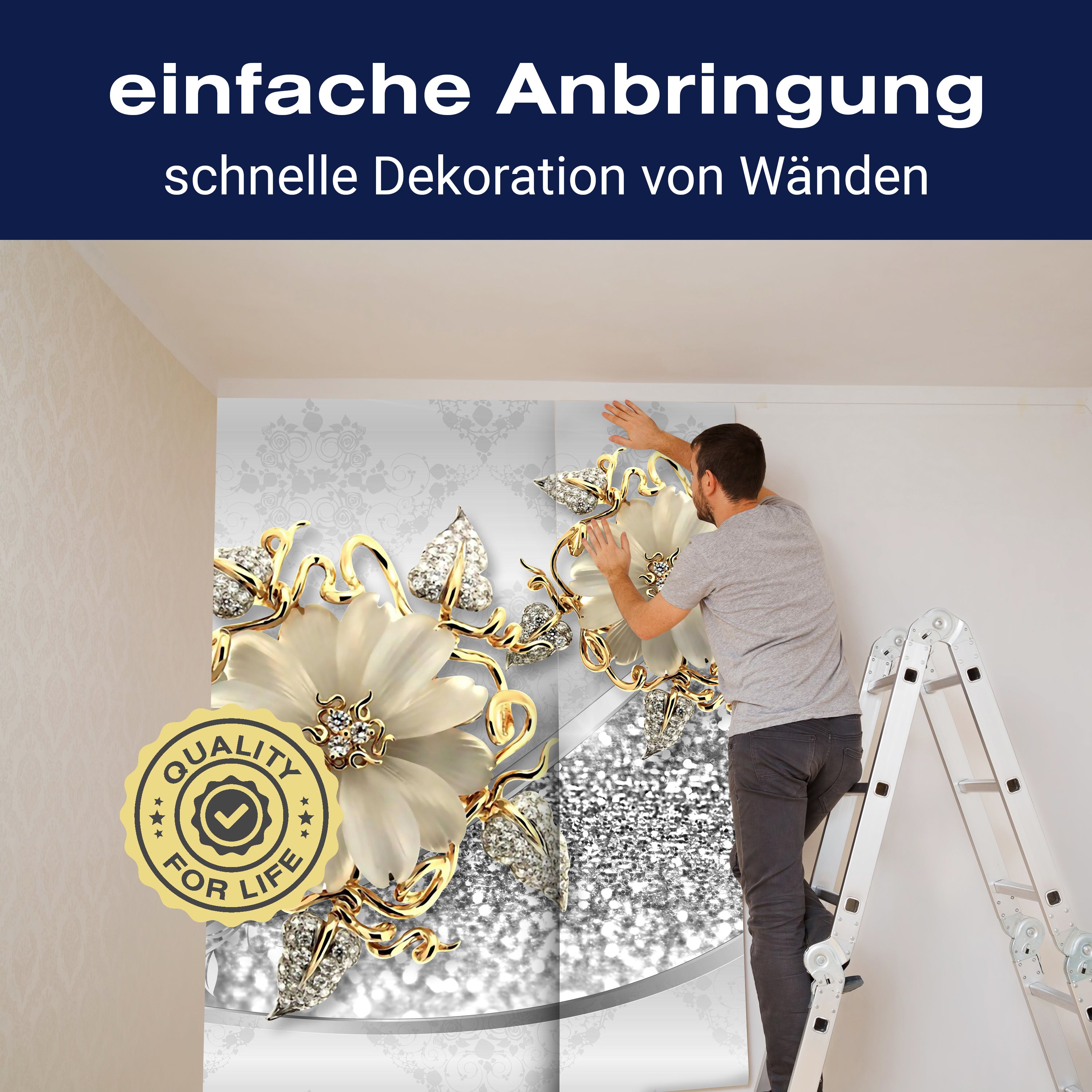 Fototapete Blumen Diamanten grau M3790 - Bild 3 Fototapete Blumen Diamanten grau M3790 - Bild 3