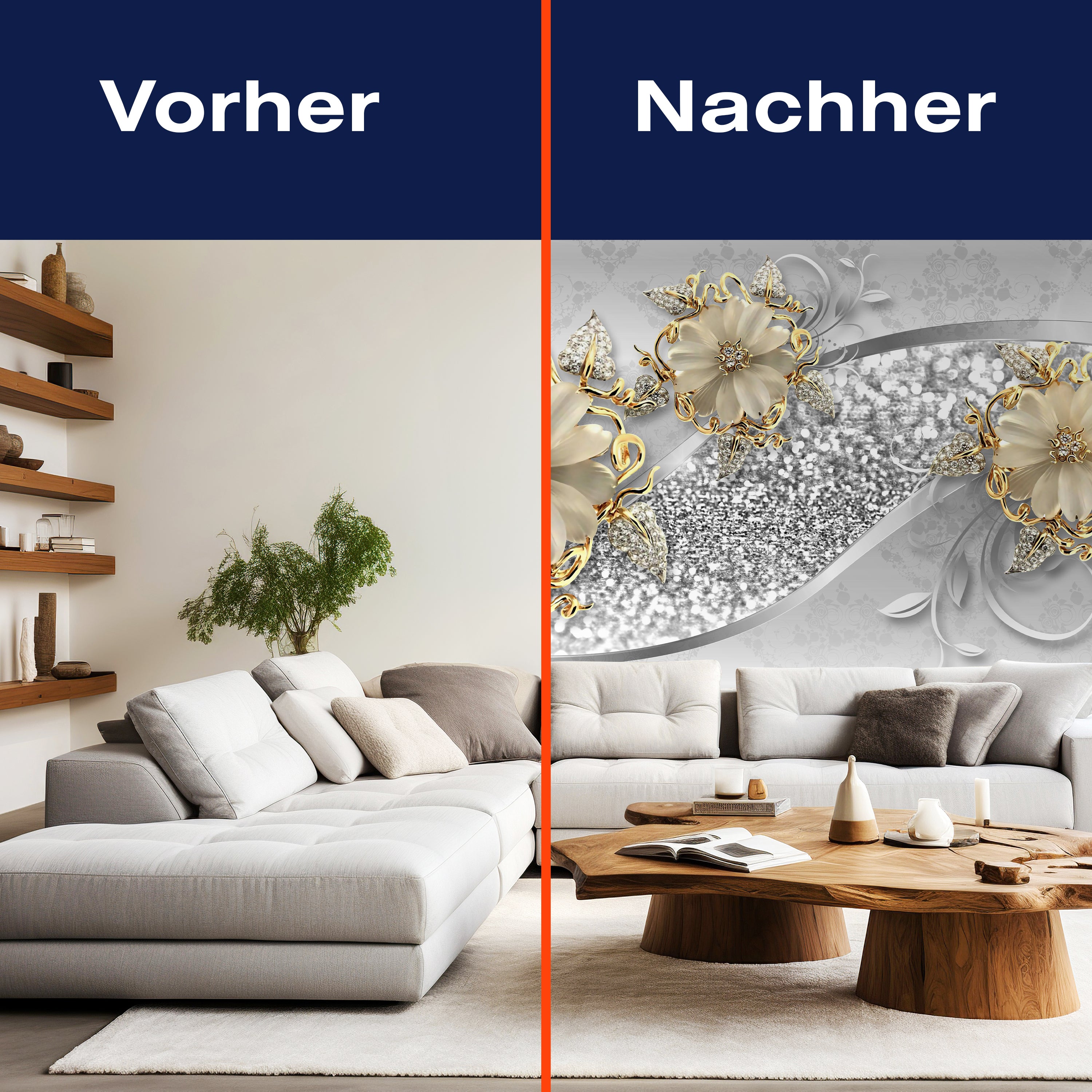 Fototapete Blumen Diamanten grau M3790 - Bild 9 Fototapete Blumen Diamanten grau M3790 - Bild 9