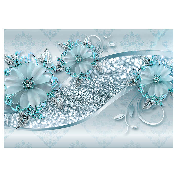 Fototapete Hell blau Blumen Diamanten M3793 - Bild 2 Fototapete Hell blau Blumen Diamanten M3793 - Bild 2