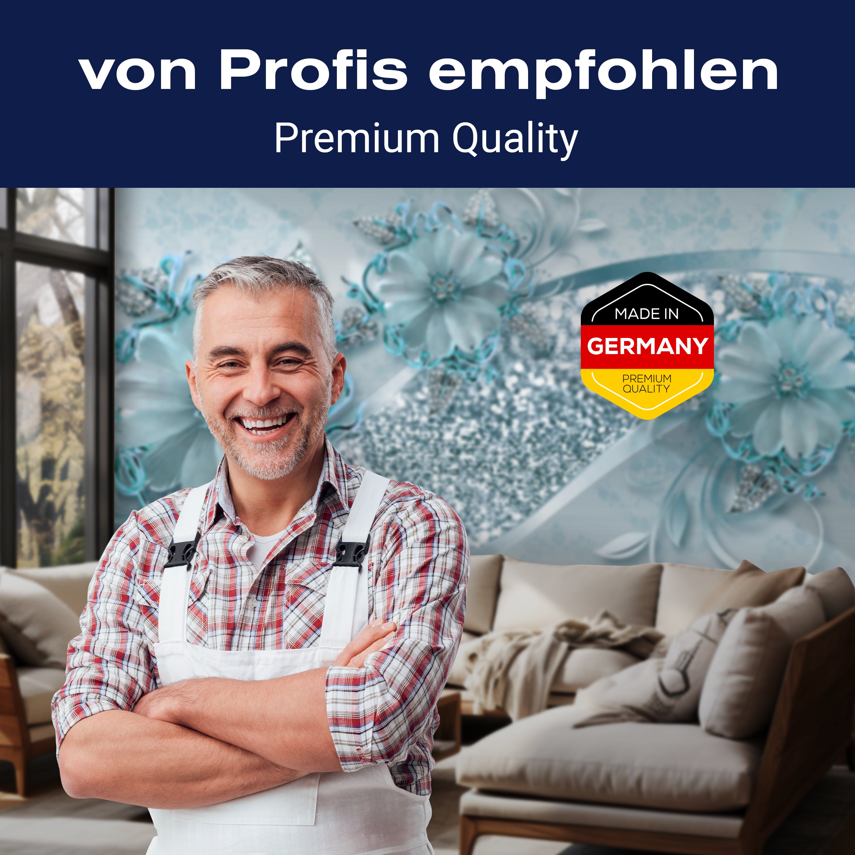 Fototapete Hell blau Blumen Diamanten M3793 - Bild 5 Fototapete Hell blau Blumen Diamanten M3793 - Bild 5