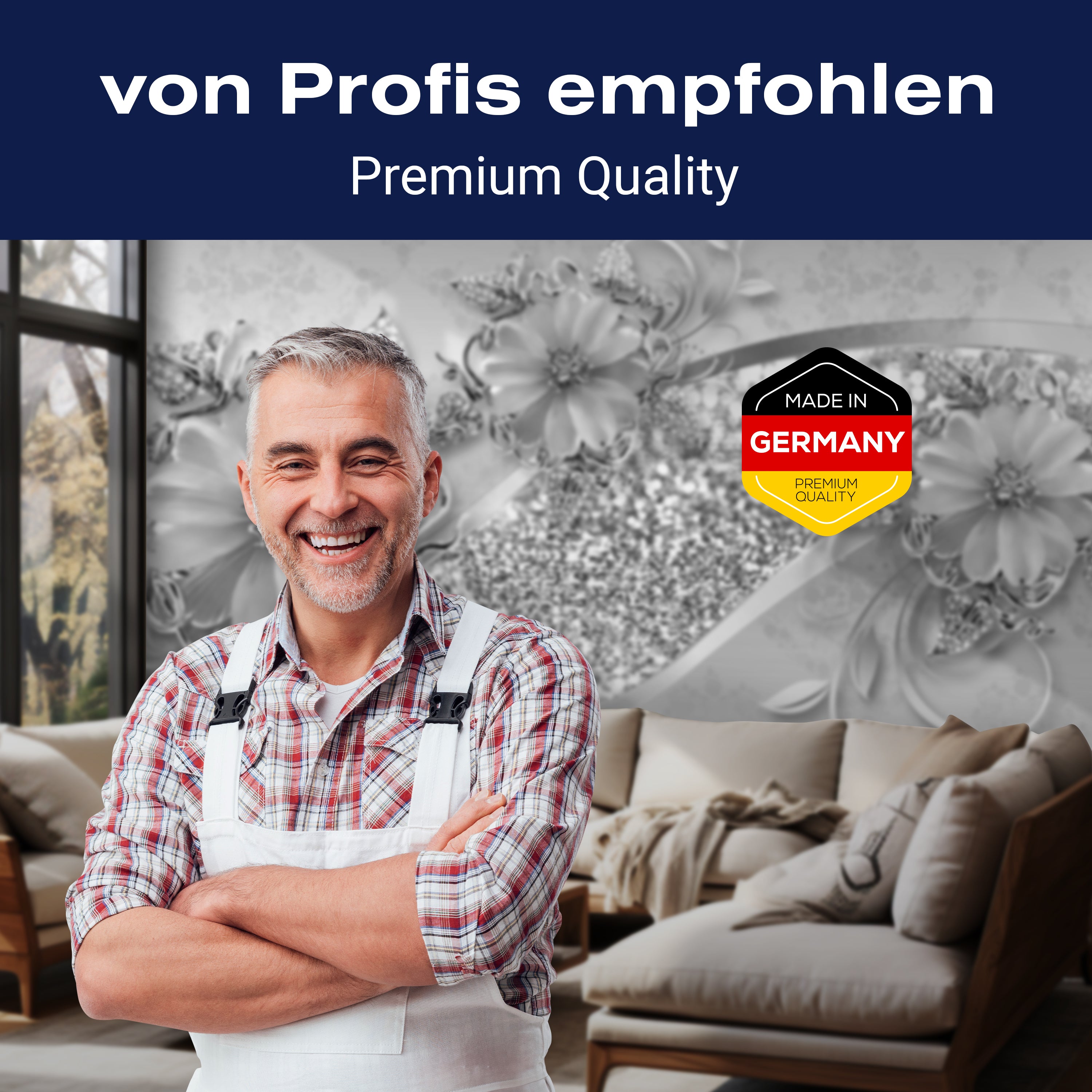 Fototapete grau Blumen Diamanten M3798 - Bild 5 Fototapete grau Blumen Diamanten M3798 - Bild 5