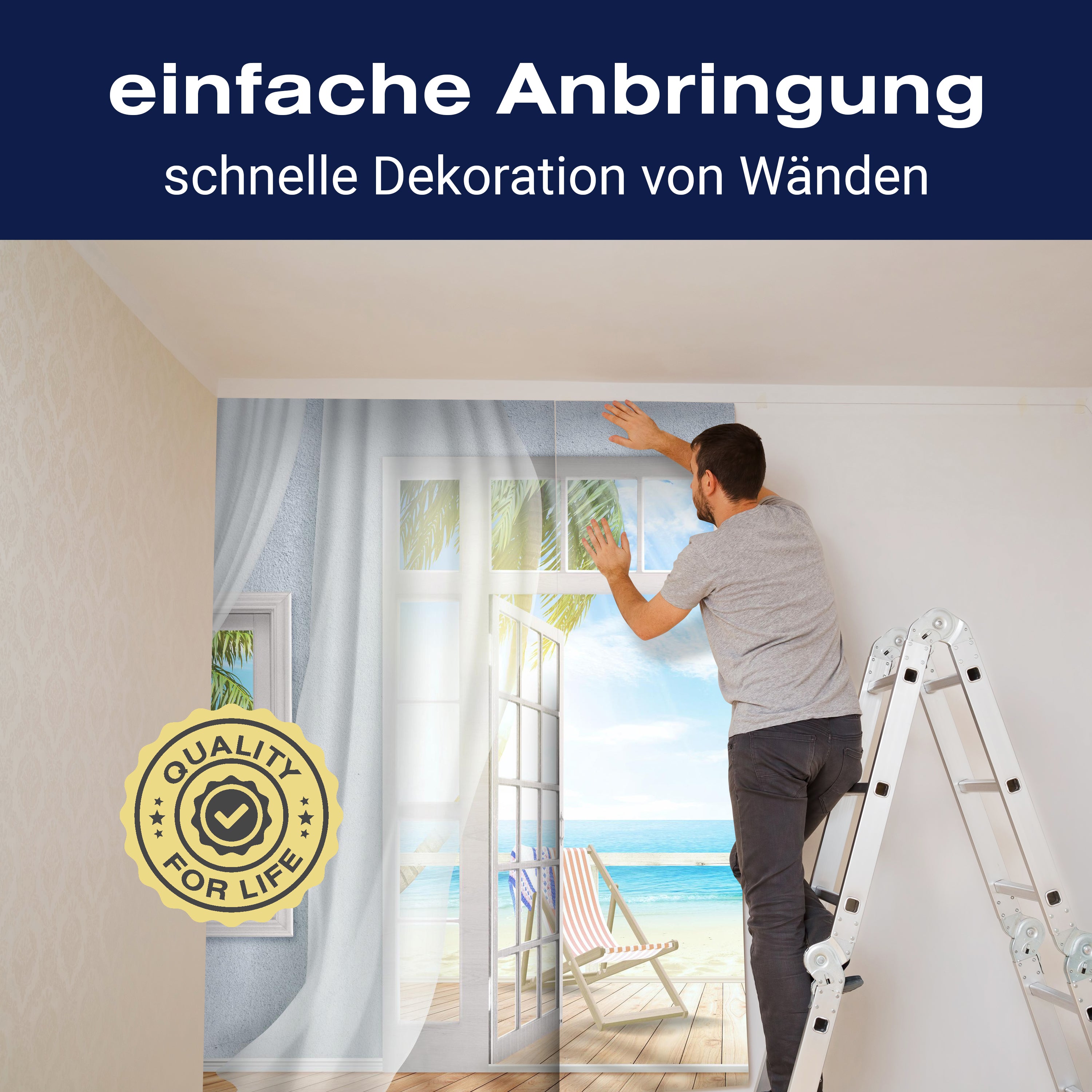 Fototapete Balkon Ausblick Meer Strand, braun M3862 - Bild 3 Fototapete Balkon Ausblick Meer Strand, braun M3862 - Bild 3