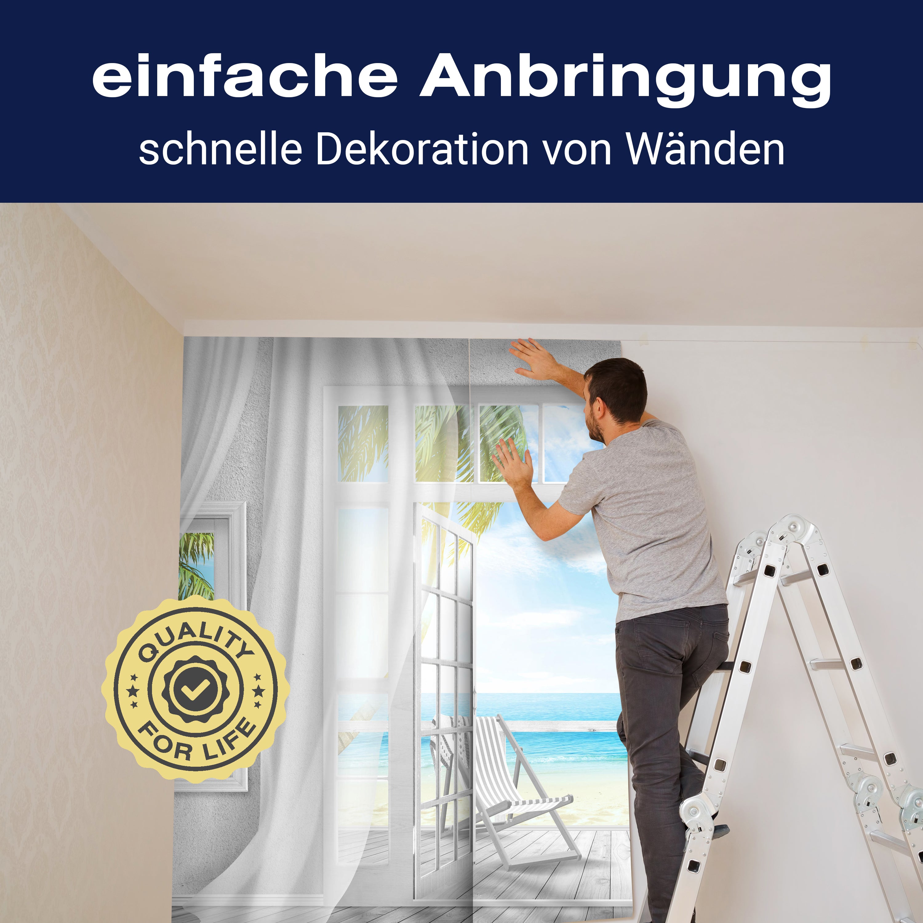 Fototapete Balkon Ausblick Meer Strand grau M3870 - Bild 3 Fototapete Balkon Ausblick Meer Strand grau M3870 - Bild 3