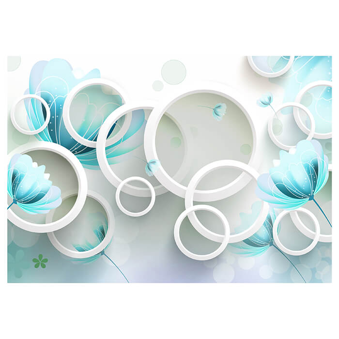Fototapete Türkis Blumen weiß 3D M4315 - Bild 2 Fototapete Türkis Blumen weiß 3D M4315 - Bild 2