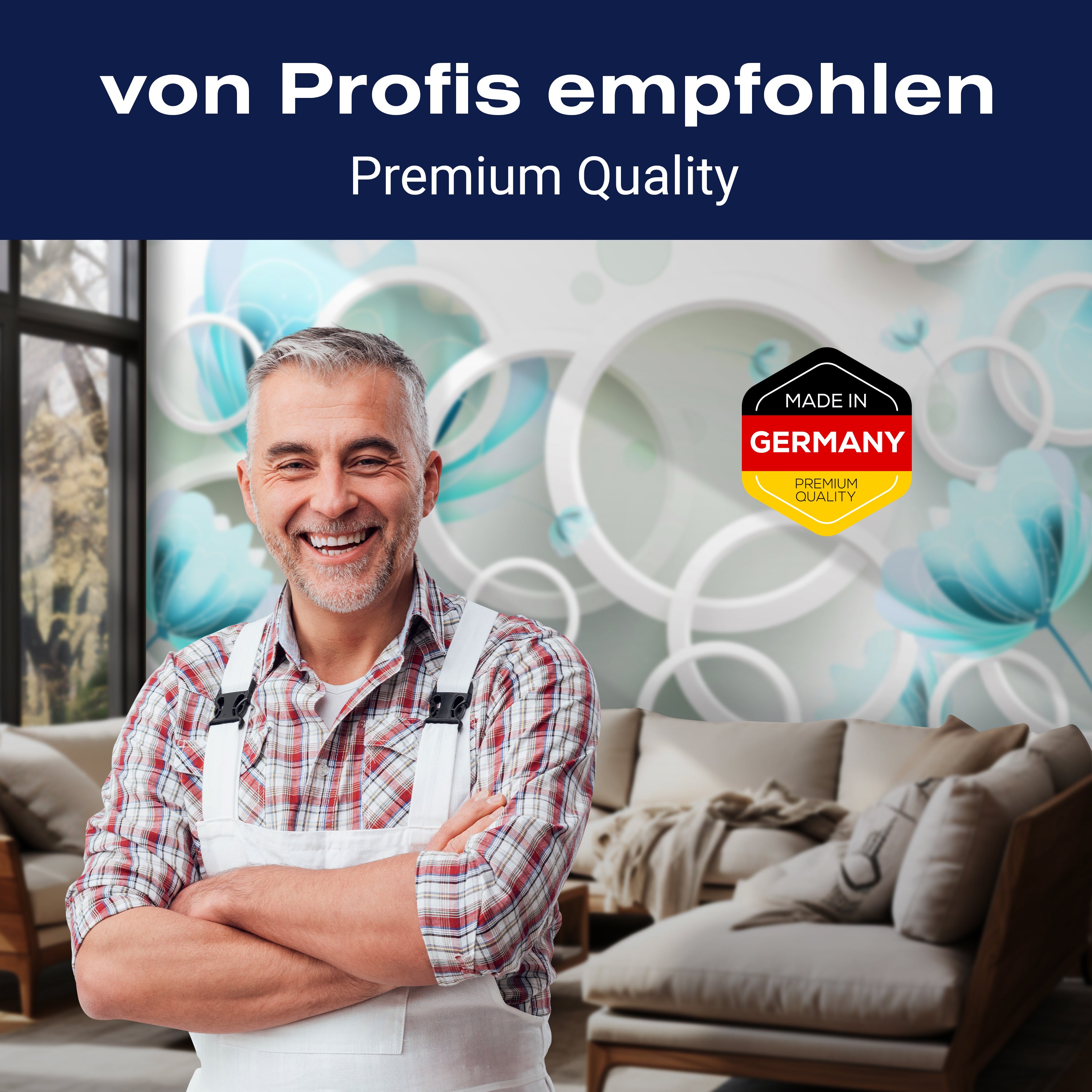 Fototapete Türkis Blumen weiß 3D M4315 - Bild 5 Fototapete Türkis Blumen weiß 3D M4315 - Bild 5