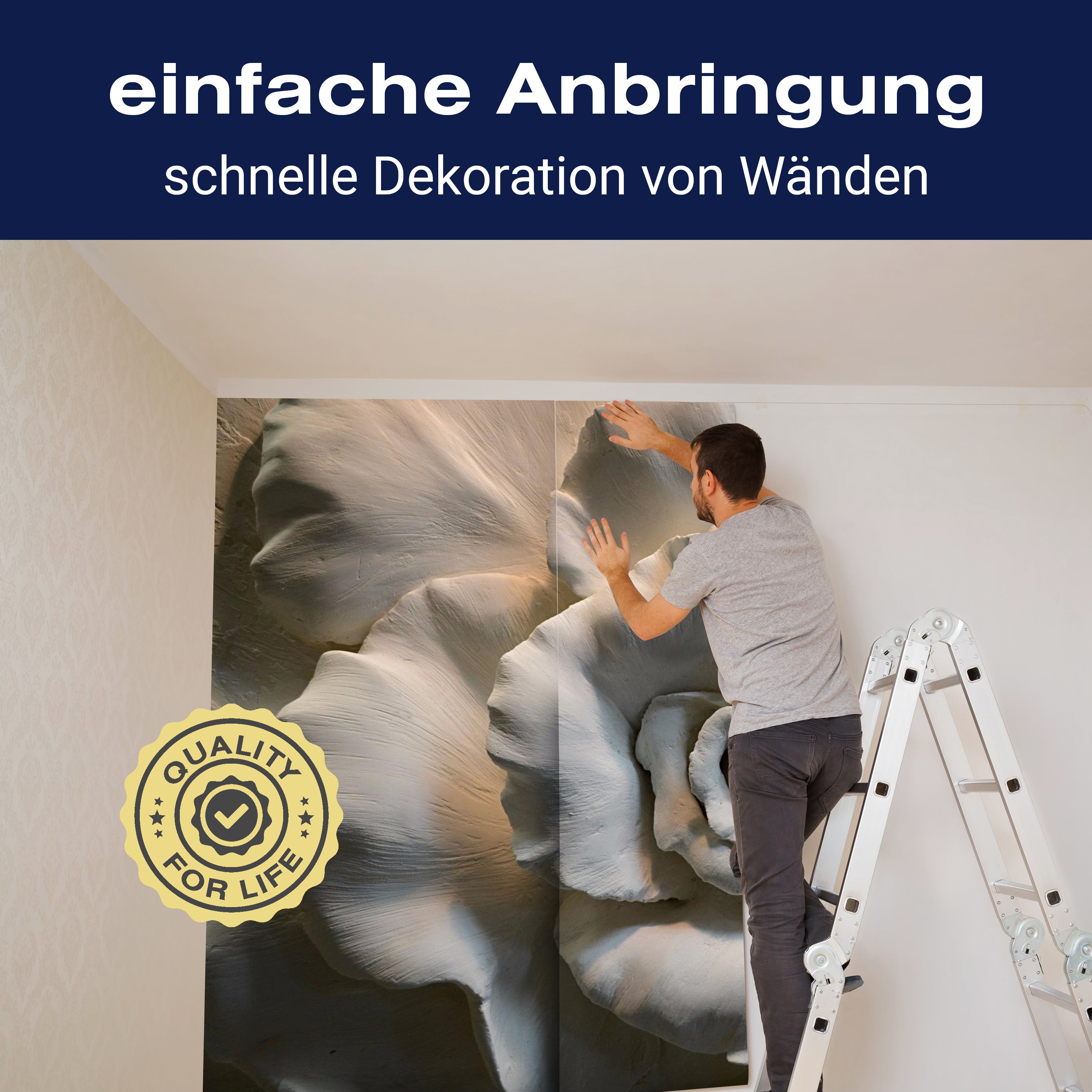 Fototapete Blume Skulptur Gips Wand M4632 - Bild 3 Fototapete Blume Skulptur Gips Wand M4632 - Bild 3