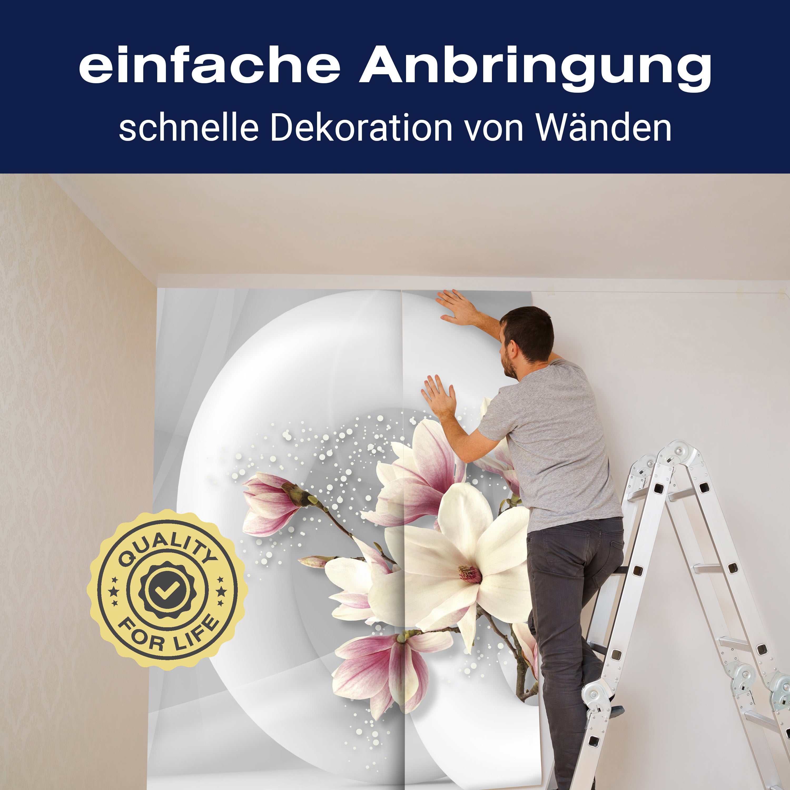 Fototapete 3D Form Blumen kreise Raum weiss M4646 - Bild 3 Fototapete 3D Form Blumen kreise Raum weiss M4646 - Bild 3