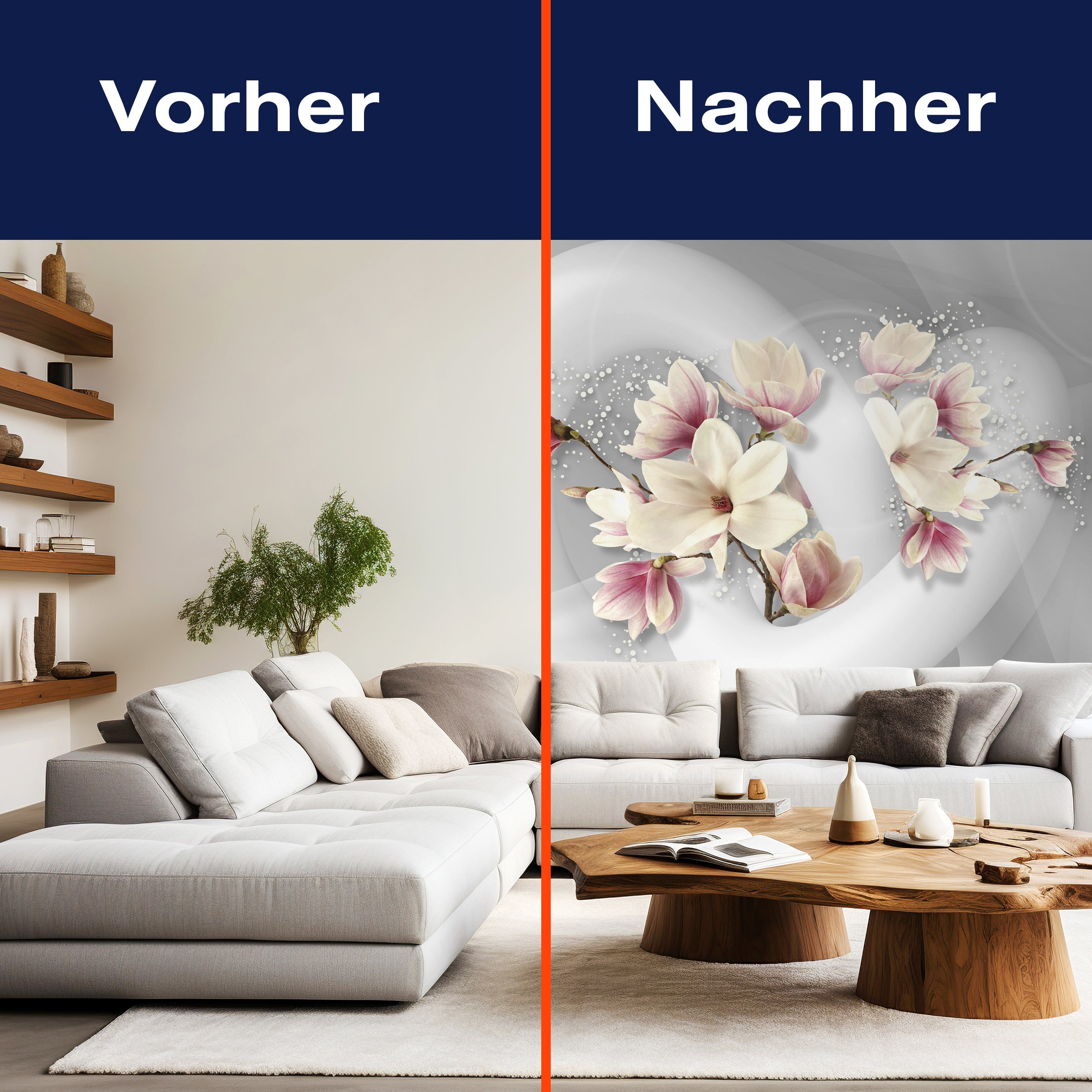 Fototapete 3D Form Blumen kreise Raum weiss M4646 - Bild 9 Fototapete 3D Form Blumen kreise Raum weiss M4646 - Bild 9