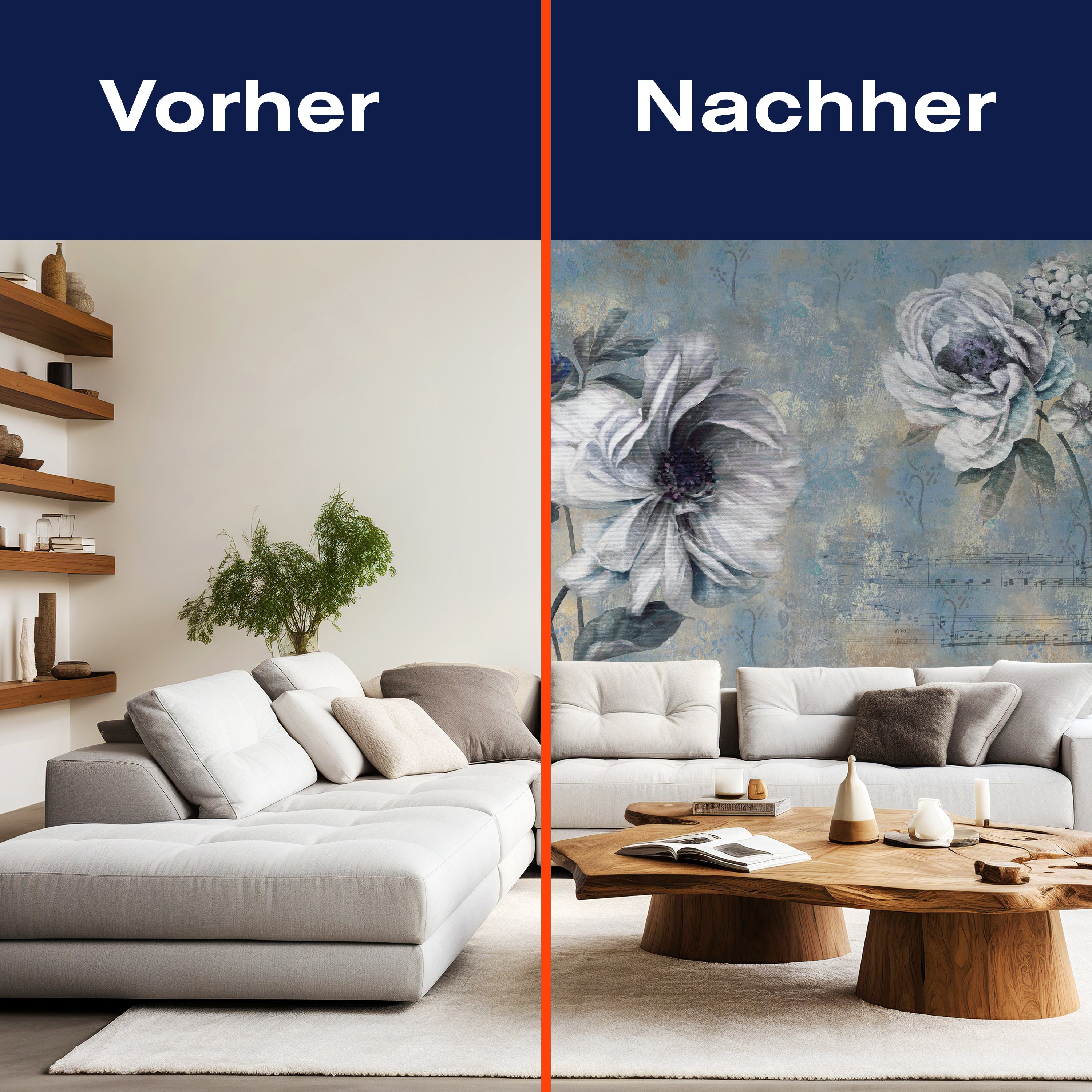 Fototapete Blumen alt blau Betonwand Musiknoten M4676 - Bild 9 Fototapete Blumen alt blau Betonwand Musiknoten M4676 - Bild 9