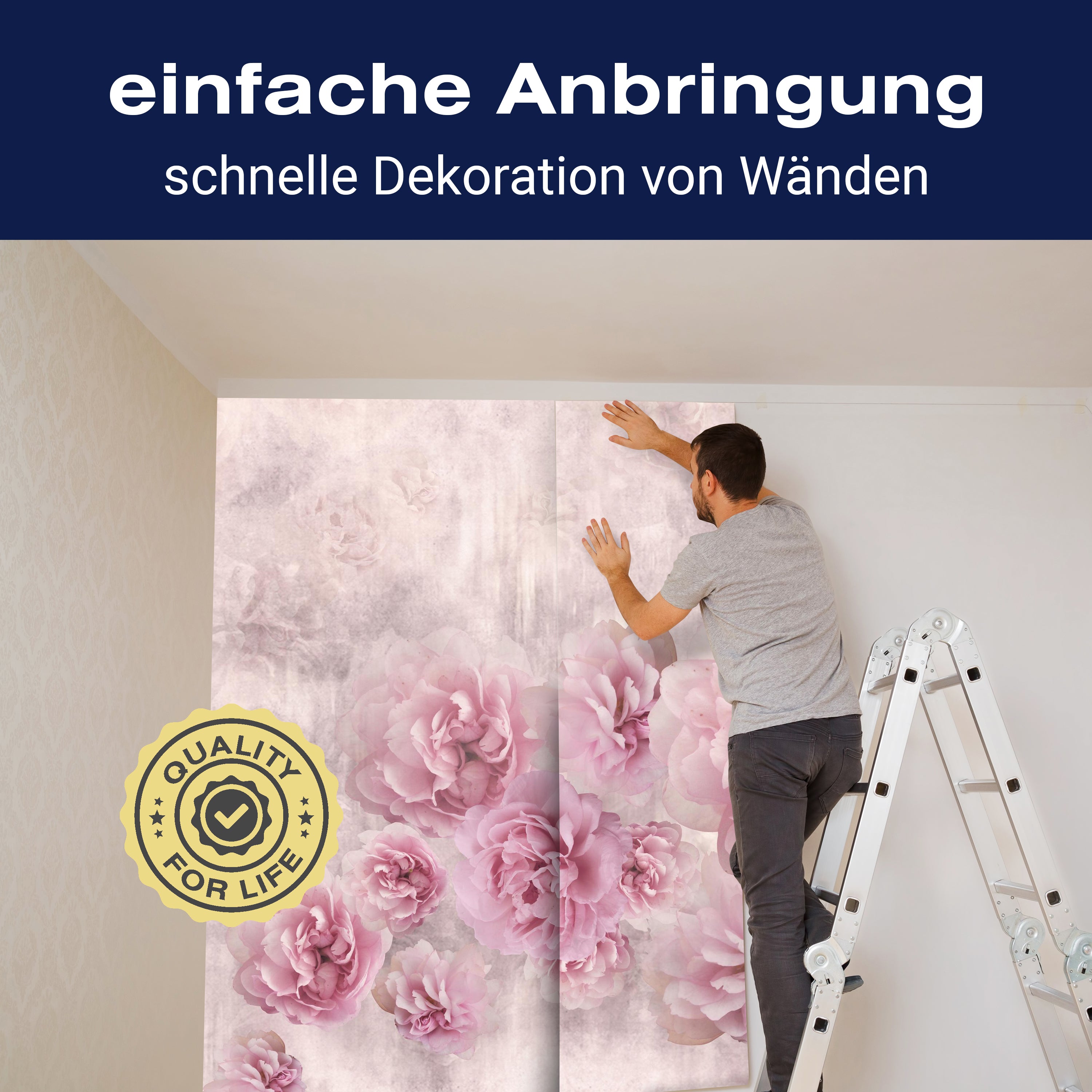 Fototapete rosa Rosen Betonwand alt M4678 - Bild 3 Fototapete rosa Rosen Betonwand alt M4678 - Bild 3