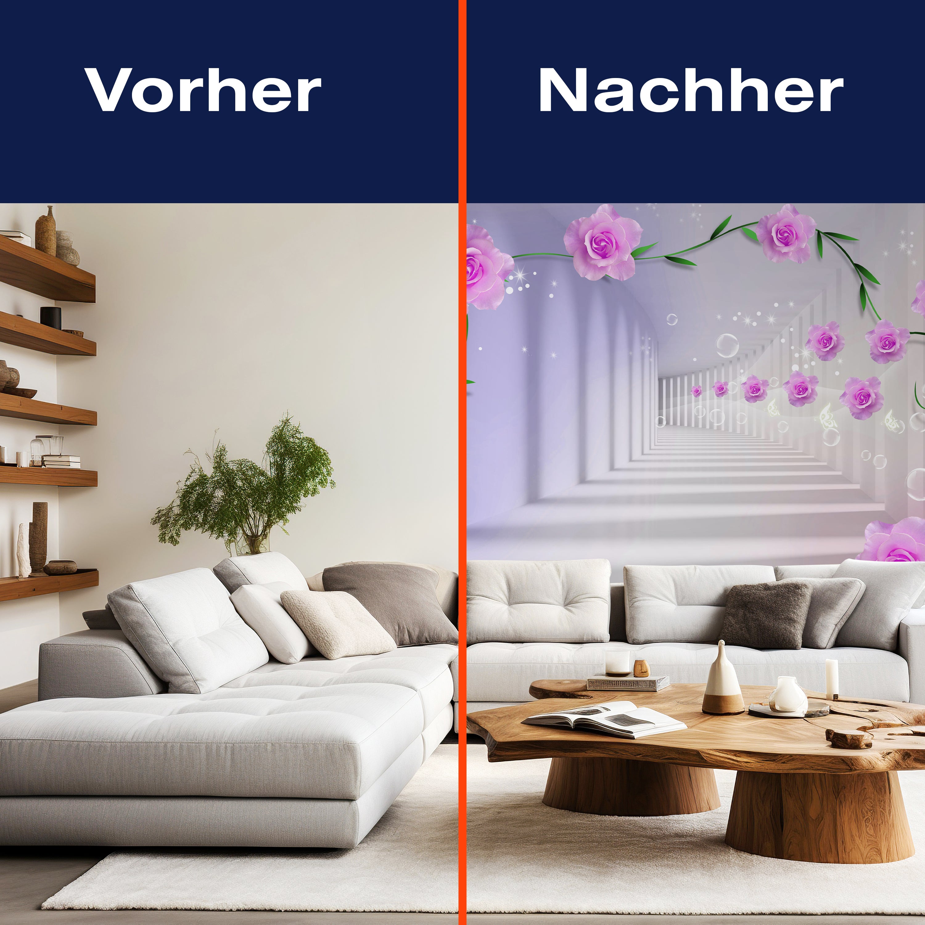 Fototapete rosa Blumen Wasserblasen Korridor M4777 - Bild 9 Fototapete rosa Blumen Wasserblasen Korridor M4777 - Bild 9