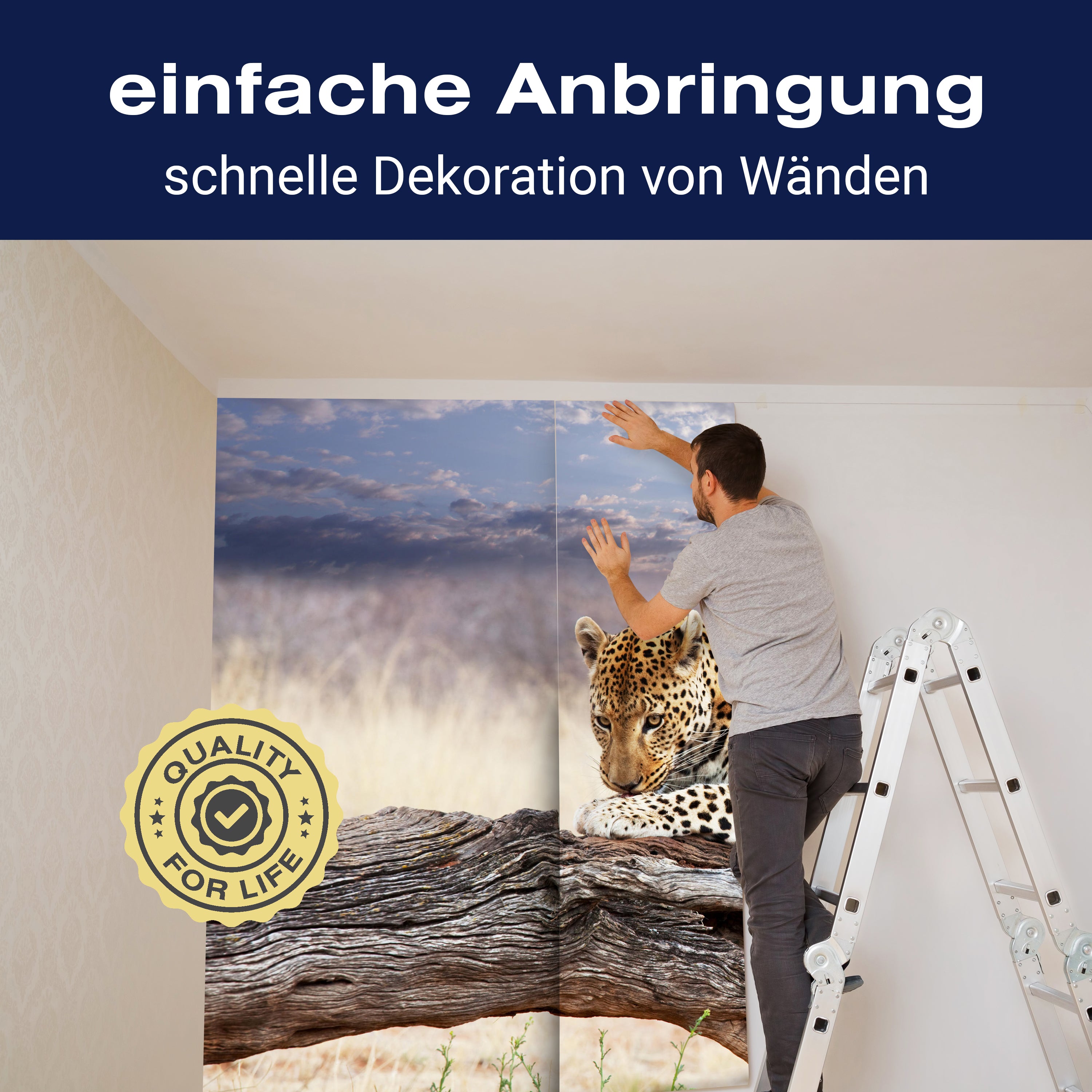 Fototapete Leopard Ast Savanne Himmel M4814 - Bild 3 Fototapete Leopard Ast Savanne Himmel M4814 - Bild 3