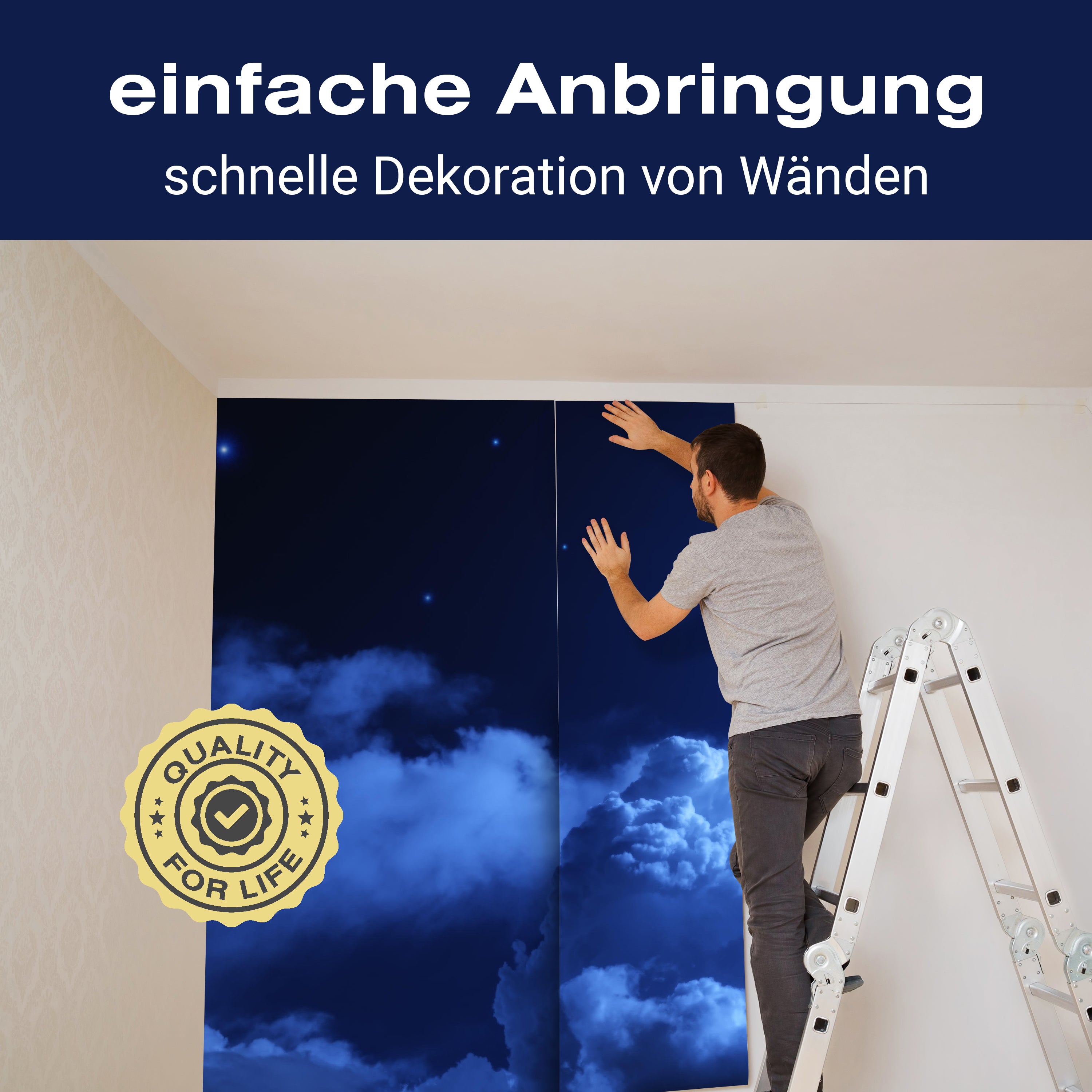 Fototapete Nacht Mond Himmel Sternen Wolken Blau M4836 - Bild 3 Fototapete Nacht Mond Himmel Sternen Wolken Blau M4836 - Bild 3