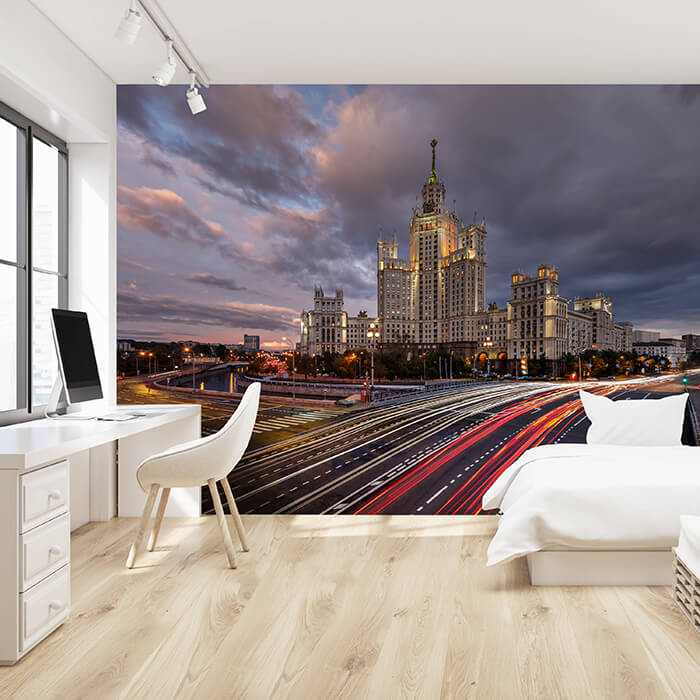 Fototapete Wolkenkratzer Strasse Abenddämerung M4864 - Bild 1 Fototapete Wolkenkratzer Strasse Abenddämerung M4864 - Bild 1