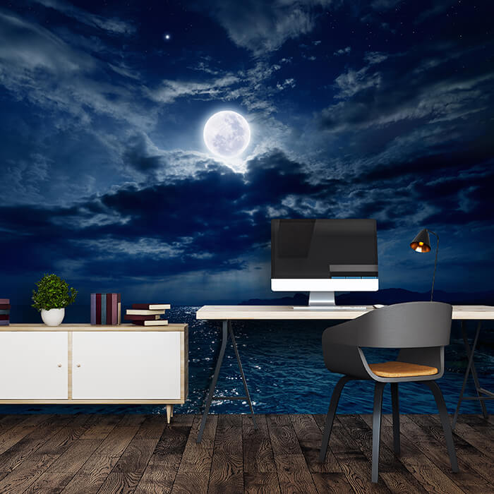 Fototapete Nächtlichter Himmel Vollmond Meer Sterne M4866 - Bild 1 Fototapete Nächtlichter Himmel Vollmond Meer Sterne M4866 - Bild 1