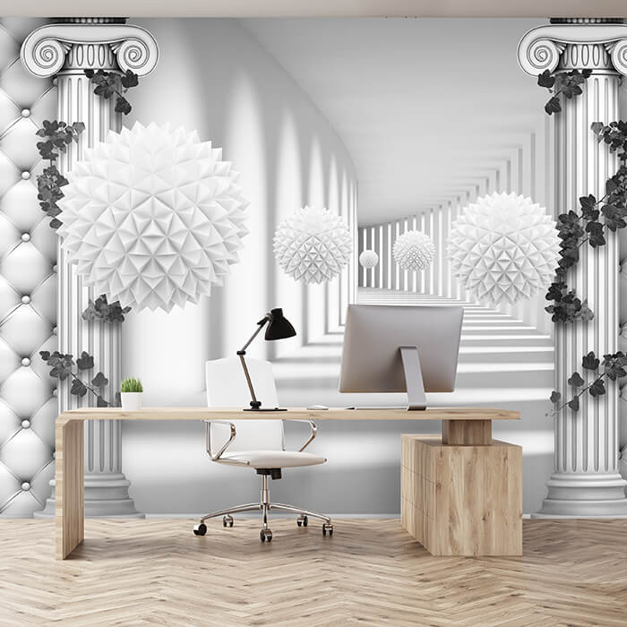 Fototapete grau Korridor Säulen Polsterwand M5169 - Bild 1 Fototapete grau Korridor Säulen Polsterwand M5169 - Bild 1