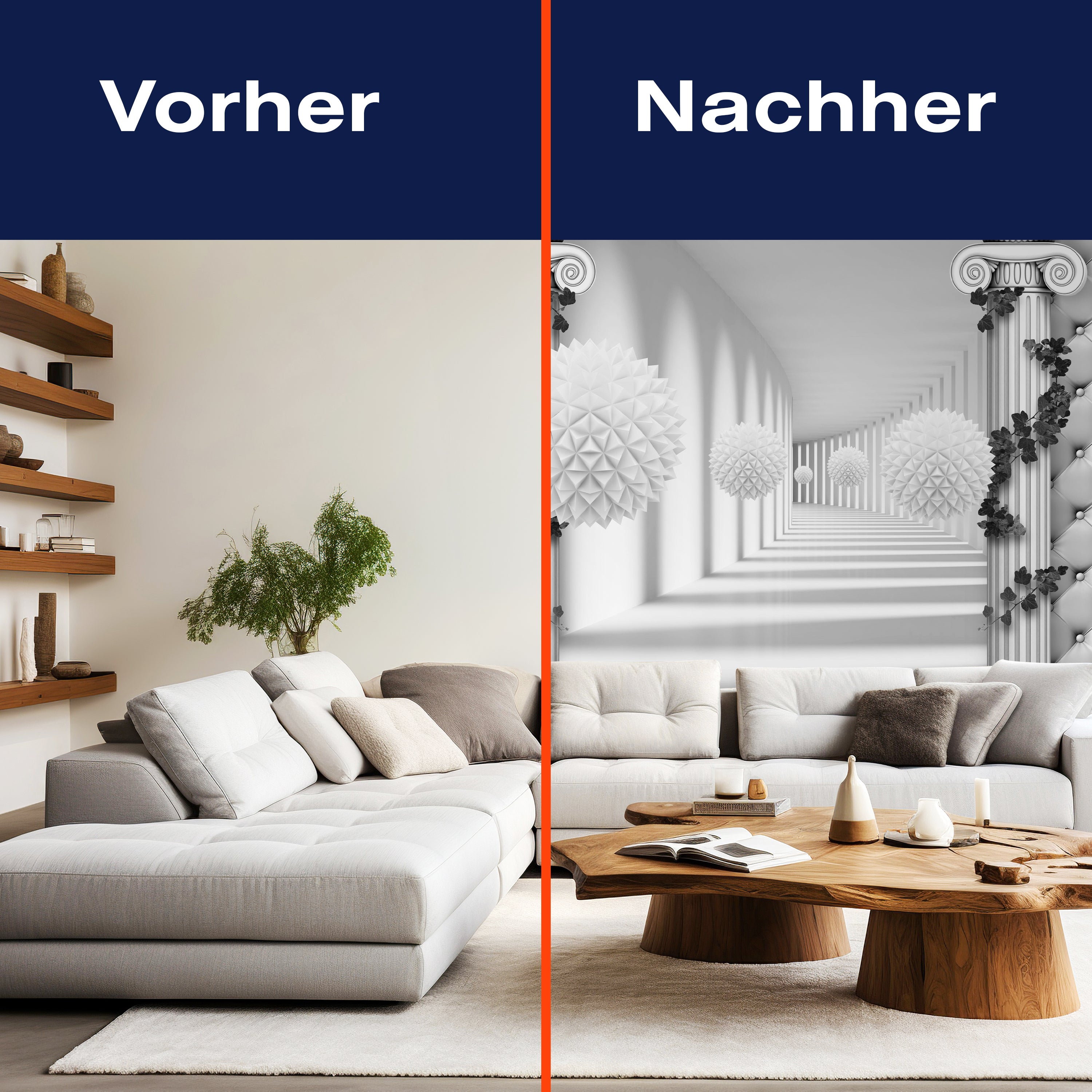 Fototapete grau Korridor Säulen Polsterwand M5169 - Bild 9 Fototapete grau Korridor Säulen Polsterwand M5169 - Bild 9