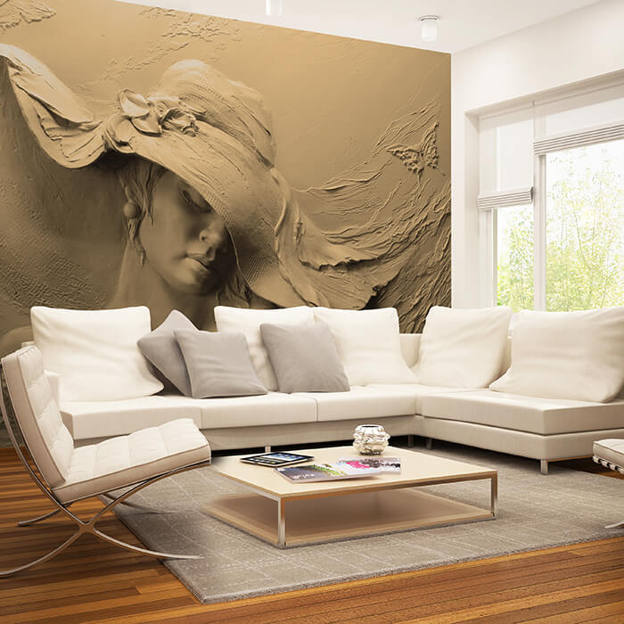 Fototapete sepia Skulptur Frau Schmetterlinge Gips M5265 - Bild 1 Fototapete sepia Skulptur Frau Schmetterlinge Gips M5265 - Bild 1