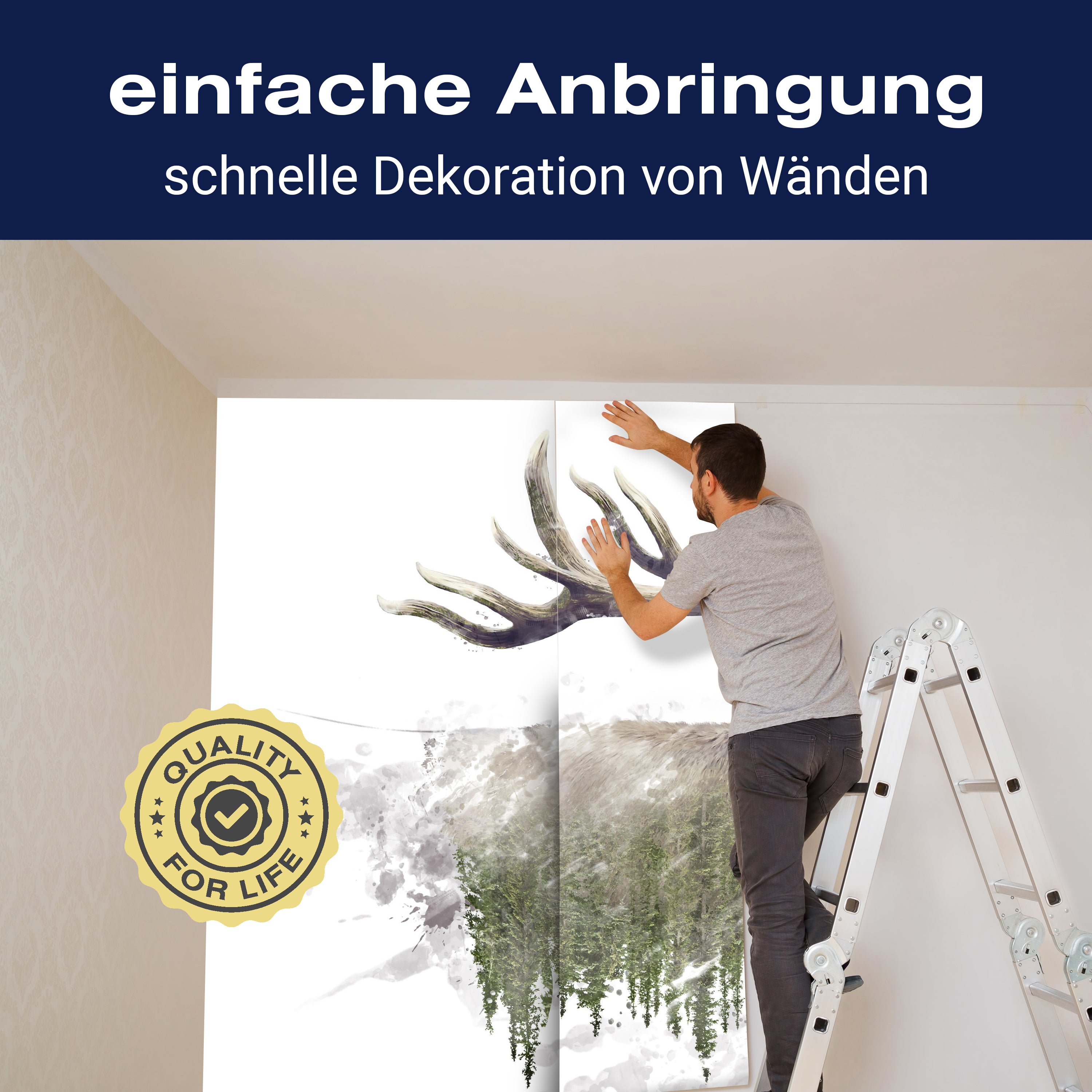 Fototapete Wald mit Hirsch Aquarell effect M5737 - Bild 3 Fototapete Wald mit Hirsch Aquarell effect M5737 - Bild 3