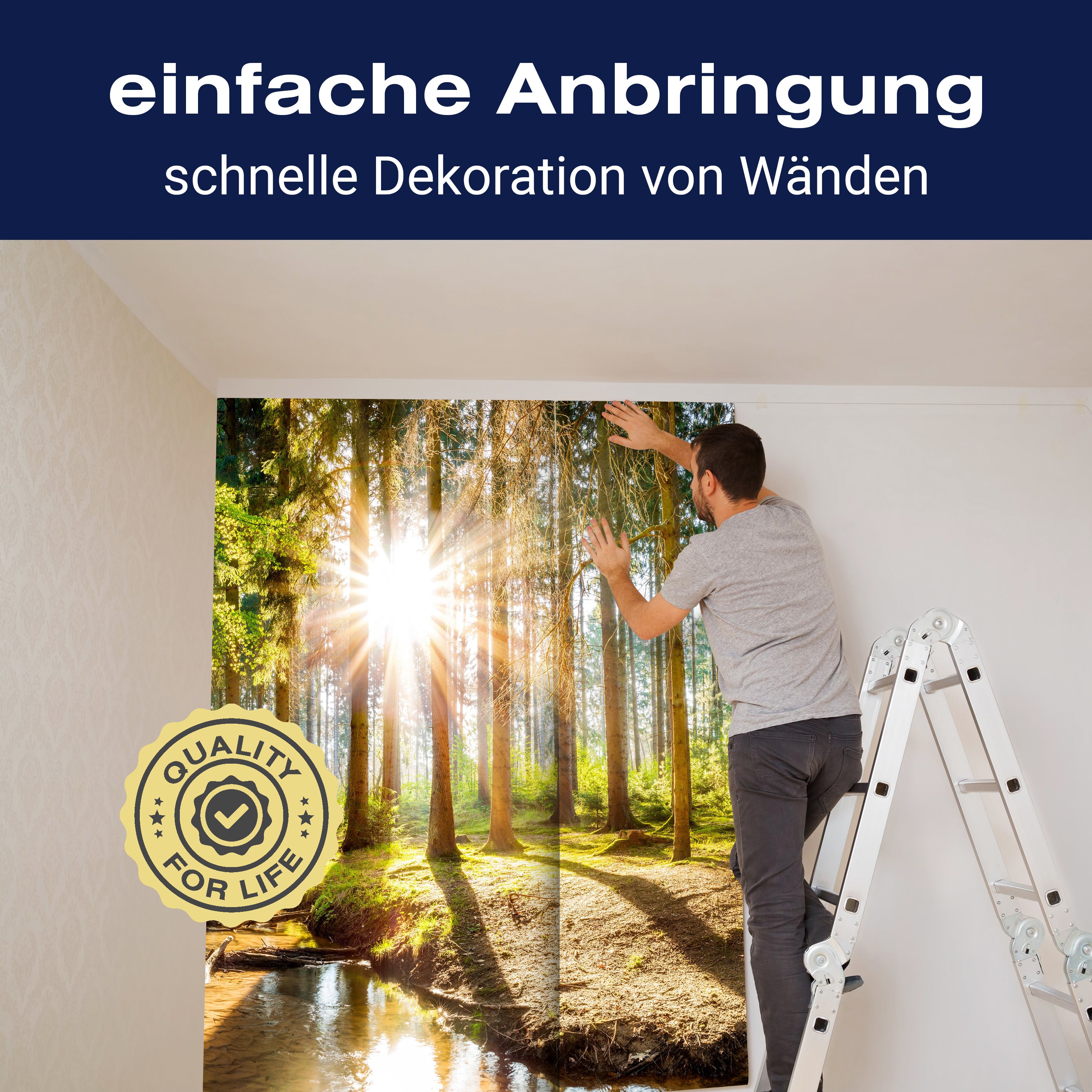 Fototapete Sonnenschein im Wald mit Bach M5752 - Bild 3 Fototapete Sonnenschein im Wald mit Bach M5752 - Bild 3